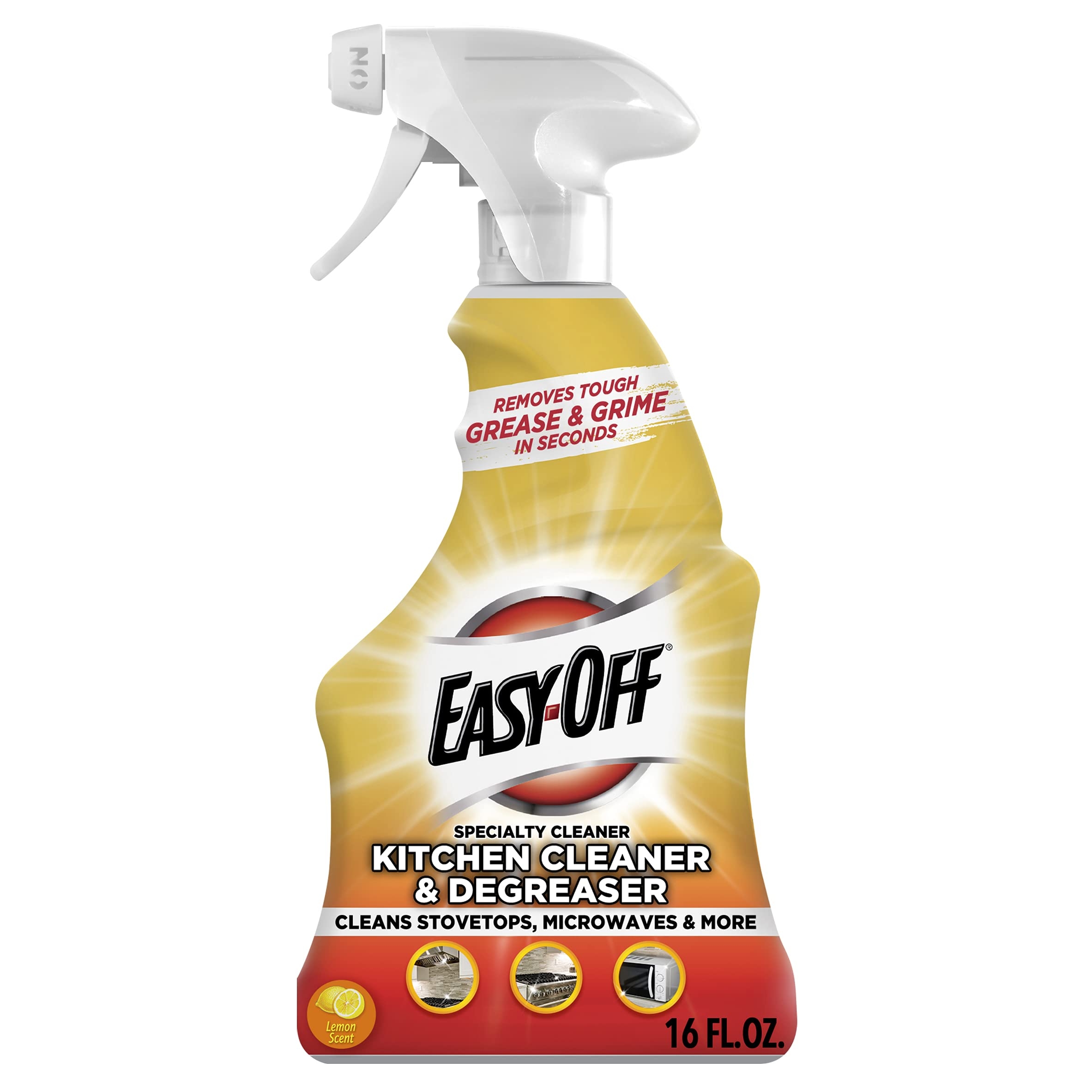 Easy-Off Specialty Kitchen Degreaser Cleaner, Clear, Lemon, 16 Fl Oz