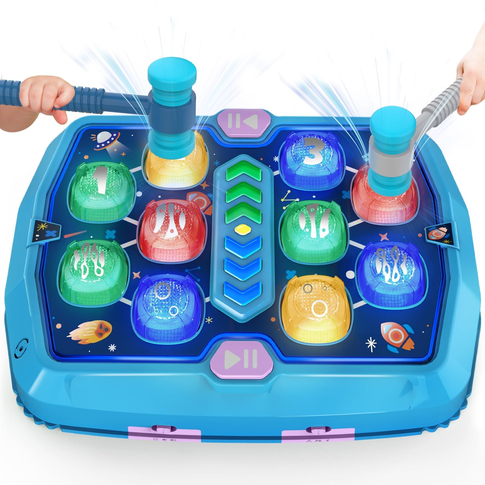 Hammer Mole Game for 3 4 5 6 Year Old Boys, Pounding Toys for Age 3-8, 3 Modes & Light Interactive Toddlers Toy with 2 Hammer, Baby Toy Gifts for Early Learning, Birthday Gift for Toddler Boy Girl
