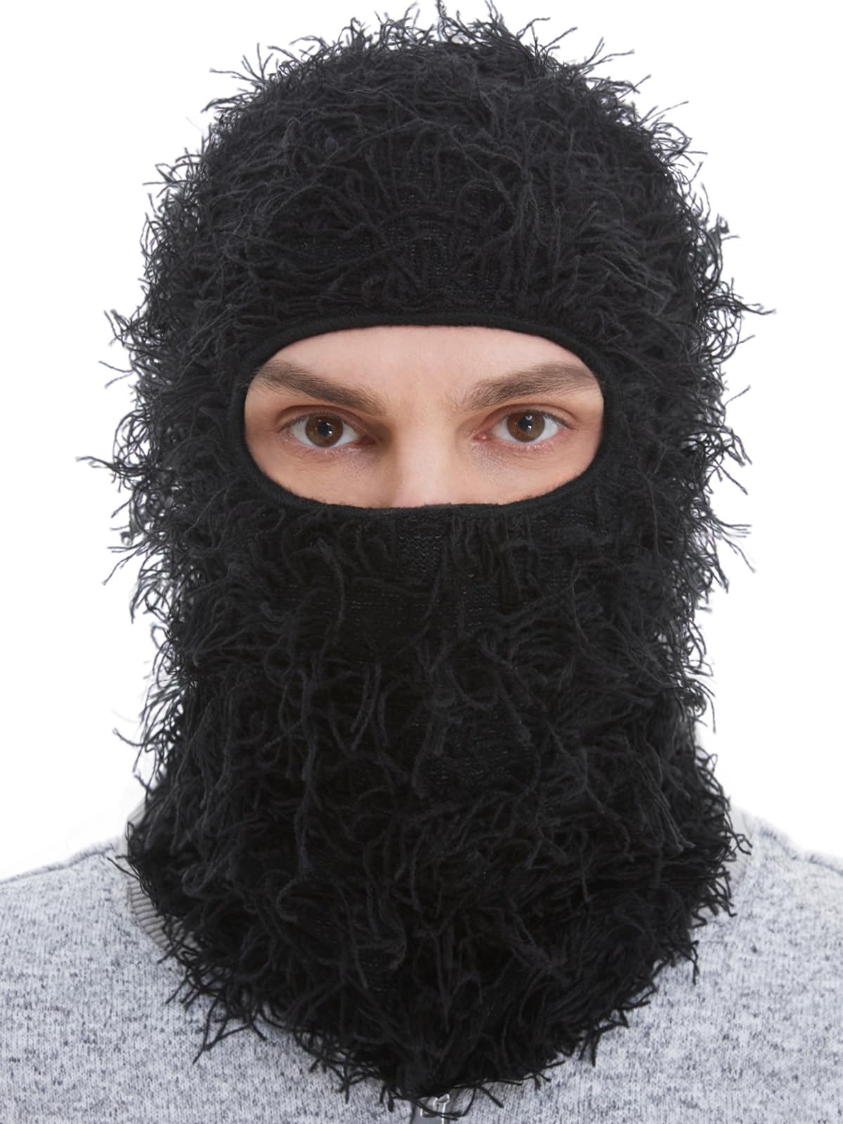ROXUN Distressed Balaclava Ski Mask, Shiesty Yeat Airsoft Custom Camo Knitted Face Mask for Men/Women