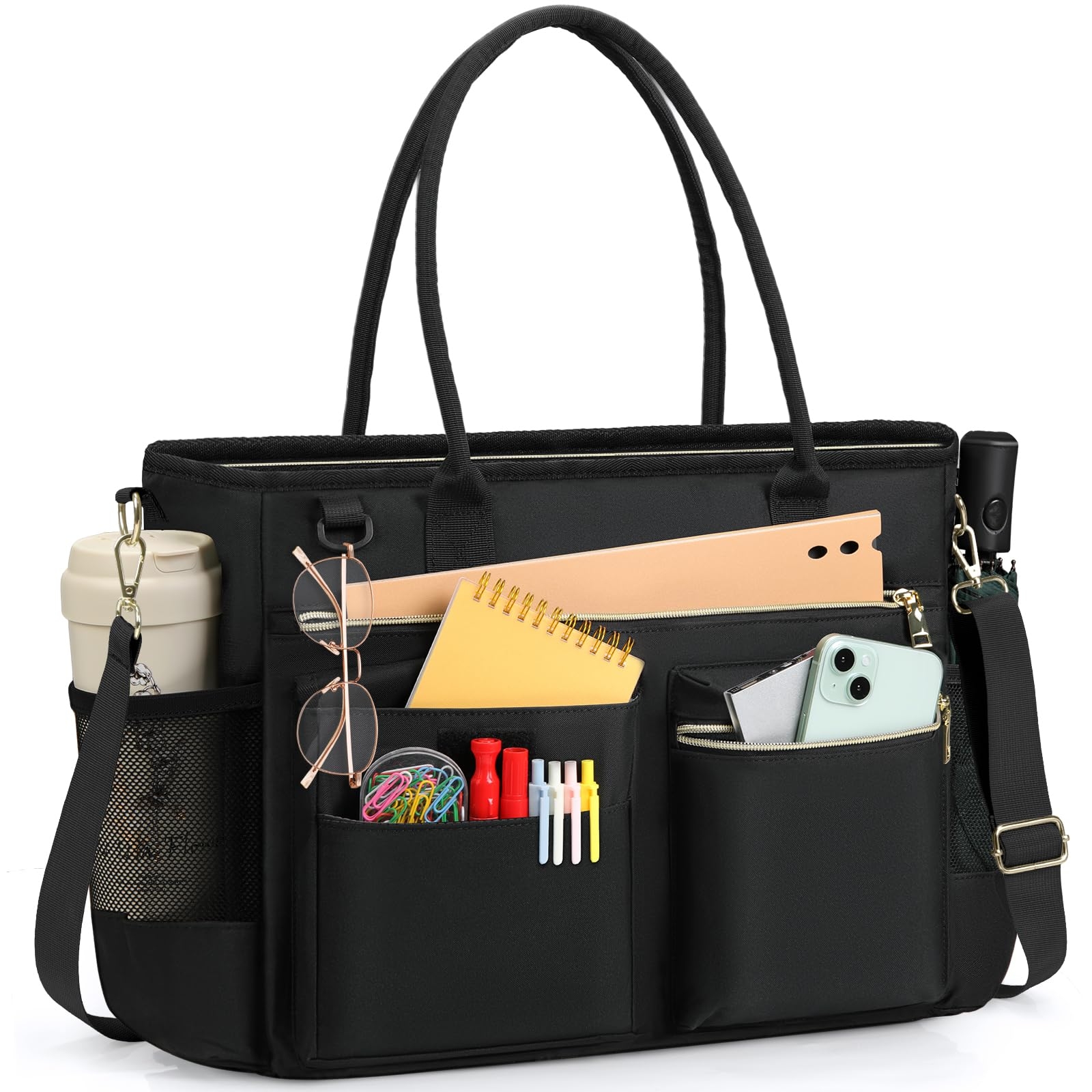 RAINSMORE Laptop Bag for Women 15.6 Inch Work Teacher Tote Nurse Bag Professional Laptop Tote Computer Messenger Shoulder Bags Large Handbag Business Office Work Briefcase
