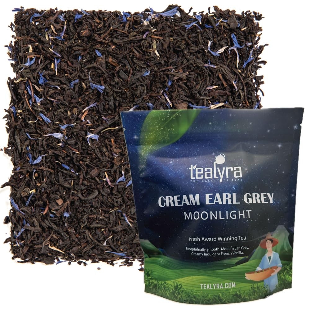 Tealyra - Cream Earl Grey Moonlight - Luxurious Loose Leaf Black Tea - Citrusy Bergamot with French Vanilla - All Natural, Medium Caffeine, 200g (7-ounce)