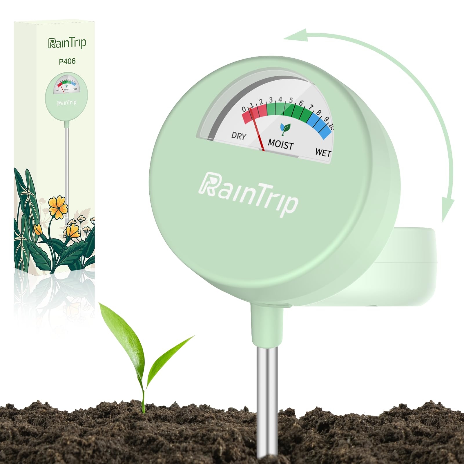 Upgraded Soil Moisture Meter, Moisture Meter for Plants, Soil Tester, Great for Garden, Lawn, Farm, Indoor & Outdoor Use, No Battery Required