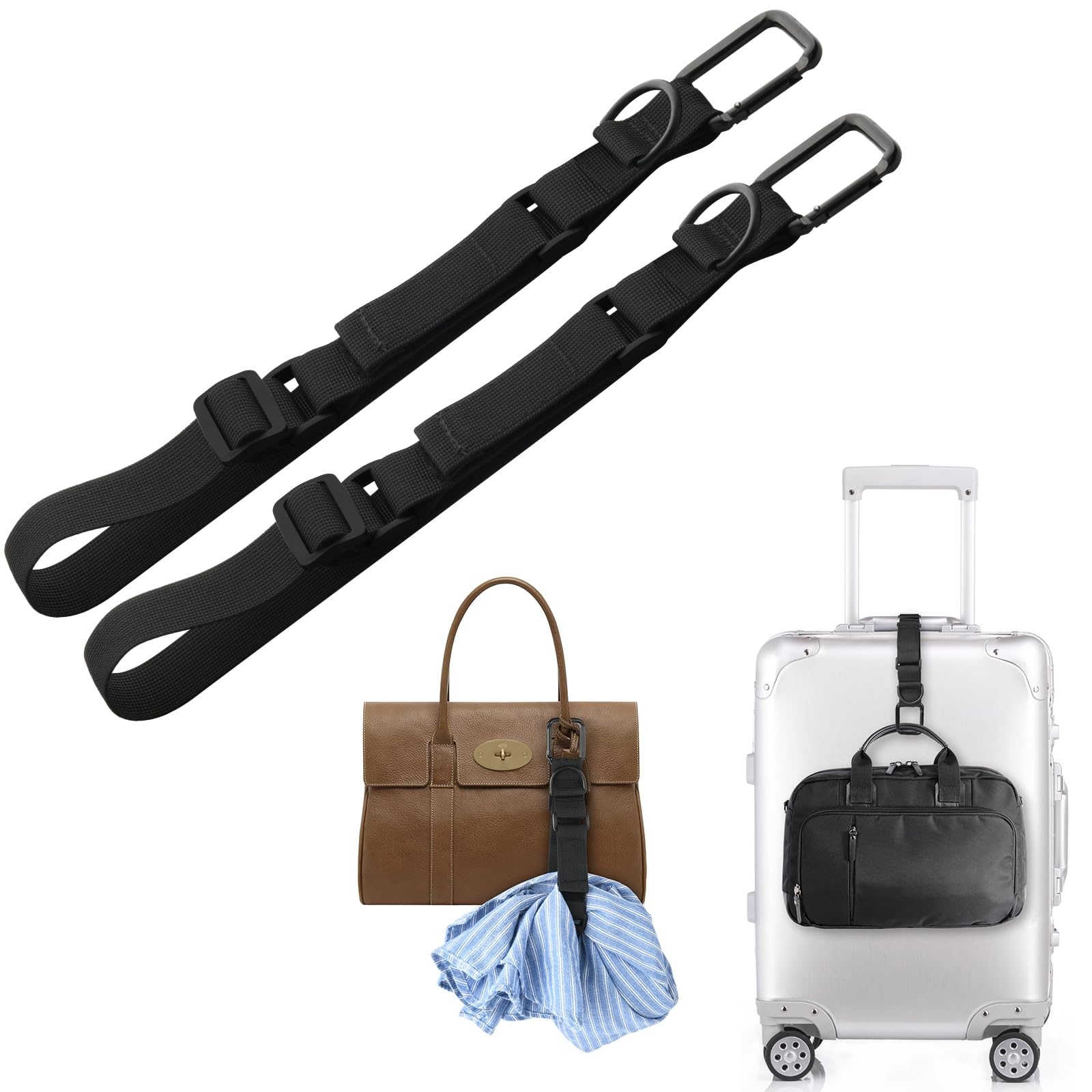Cosmos 2 Pcs Add a Bag Strap Jacket Gripper Carry-on Baggage Straps Suitcase Belts Adjustable Extra Luggage Bag Straps for Travel Accessories