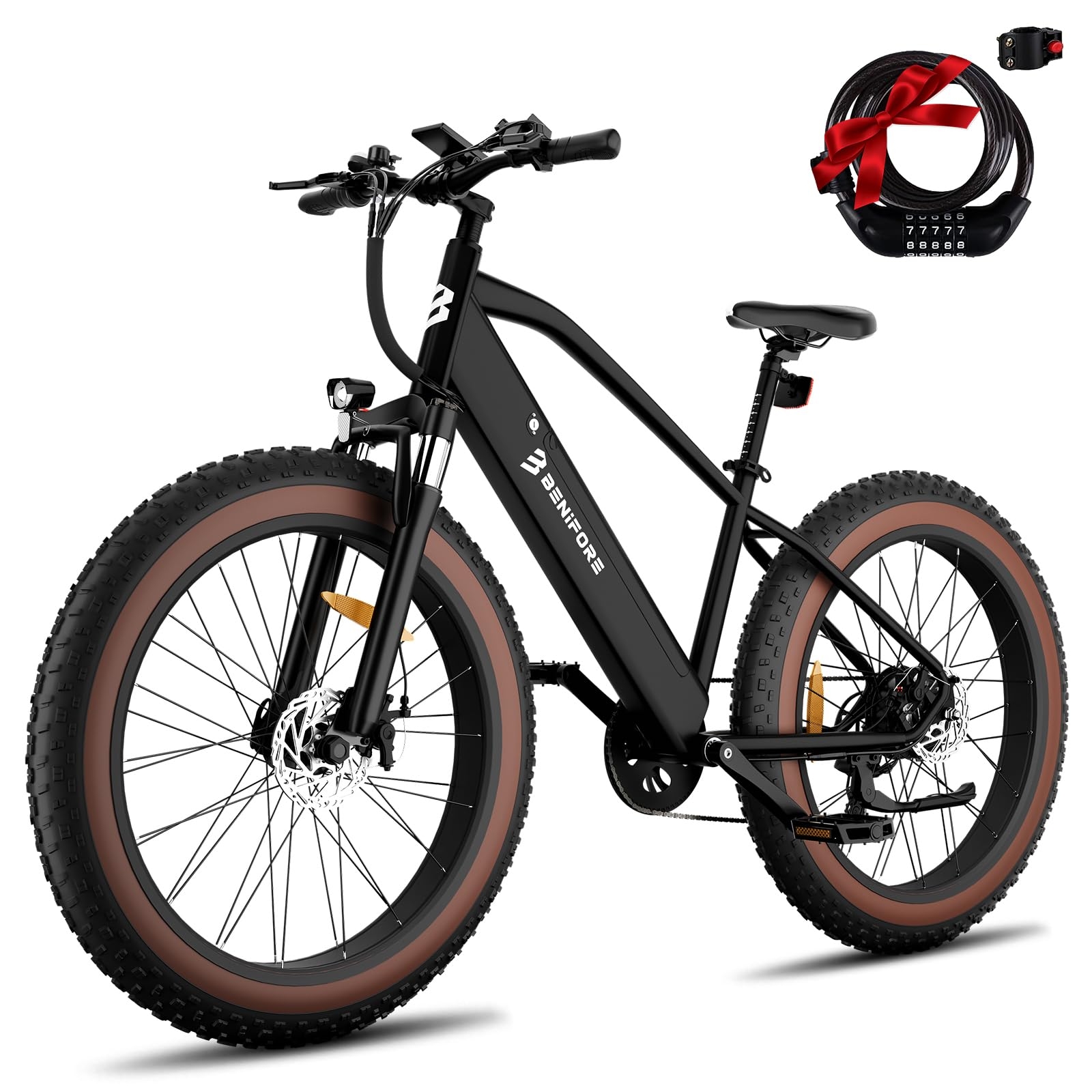 Luckeep Electric Bike for Adult 1500W Peak, 48V 720WH Removable Battery, 72 Miles 28 MPH, 26" Electric Mountain Bike with Hydraulic Suspension, 7-Speed,UL Certified Commute Fat Tire Mountain Ebikes