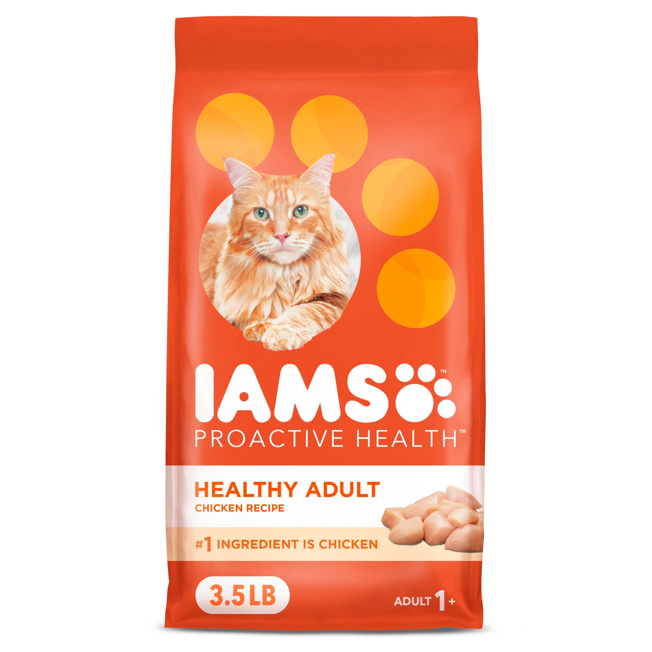 IAMS Proactive Health Healthy Adult Dry Cat Food with Chicken, 3.5 lb. Bag