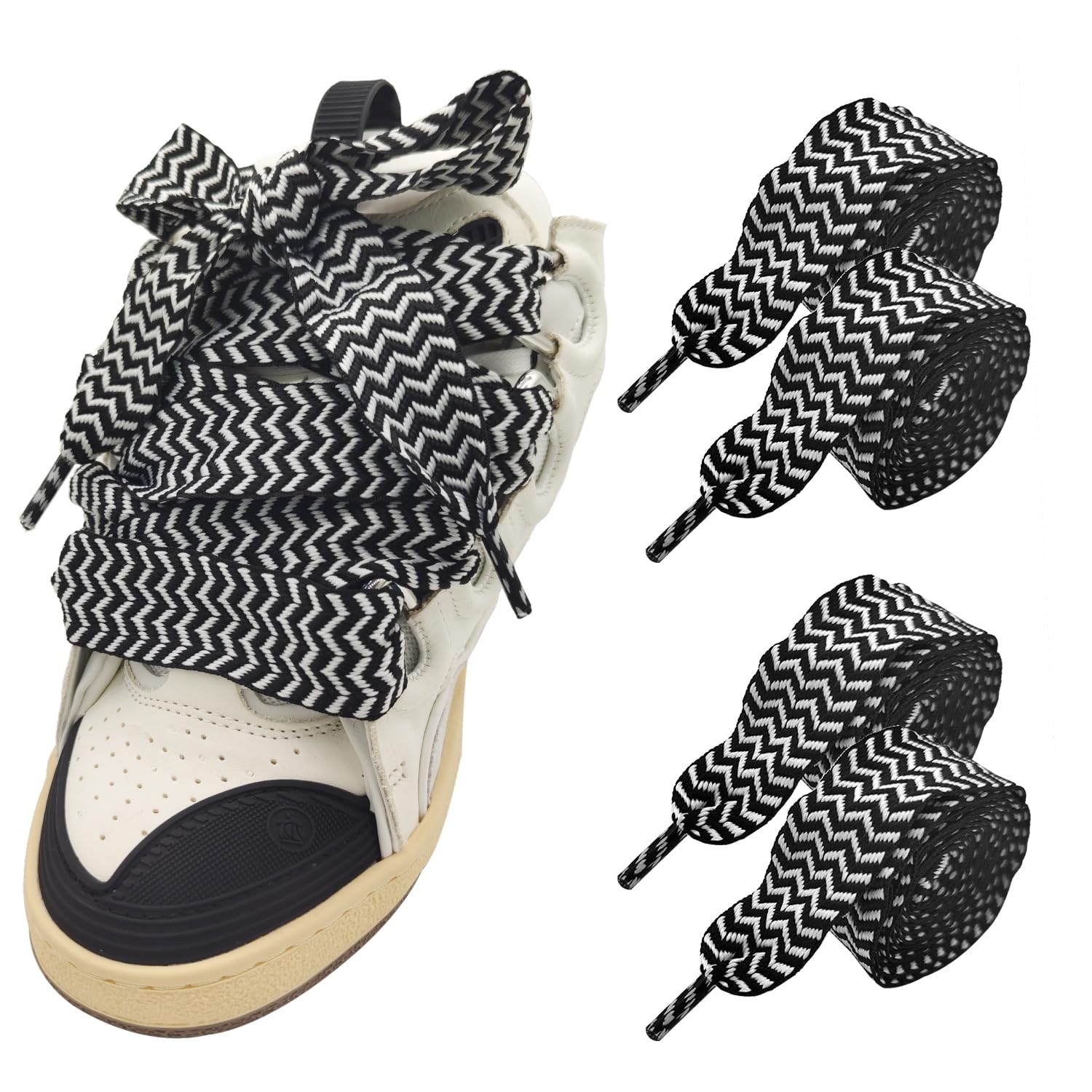 UamGlsob 2 Pair 3/32'(3cm) Thick Original Fat Shoe Laces, Jumbo Chunky Shoelaces Strings Replacement Laces for Lanvin Sneaker