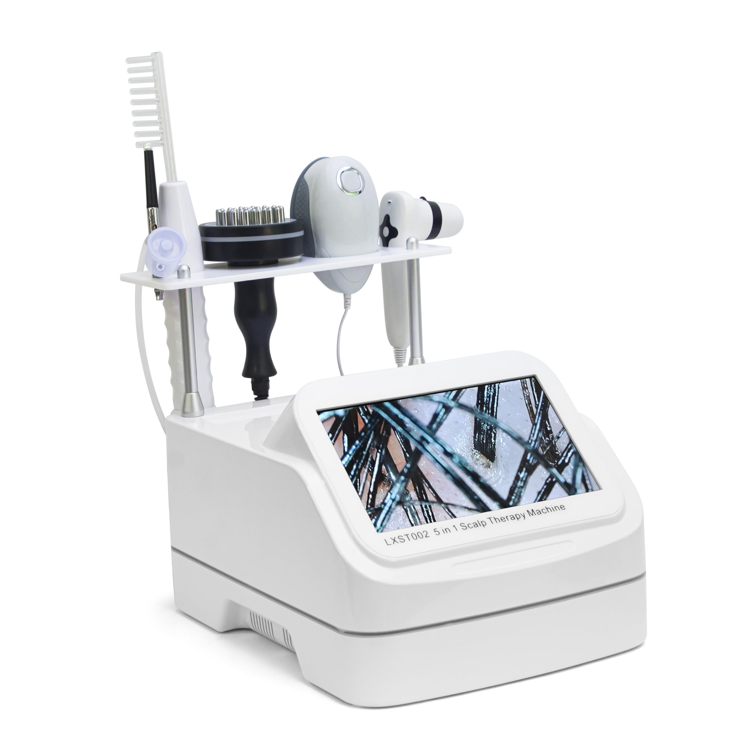 Elitzia Professional 5 in 1 Scalp Massage Hair Care Machine Black Hair Analyzer Equipment 200x Times HD Analysis Multifunction Spray Vibration Massage Brush Scalp Health Detection Salon SPA ETD22002