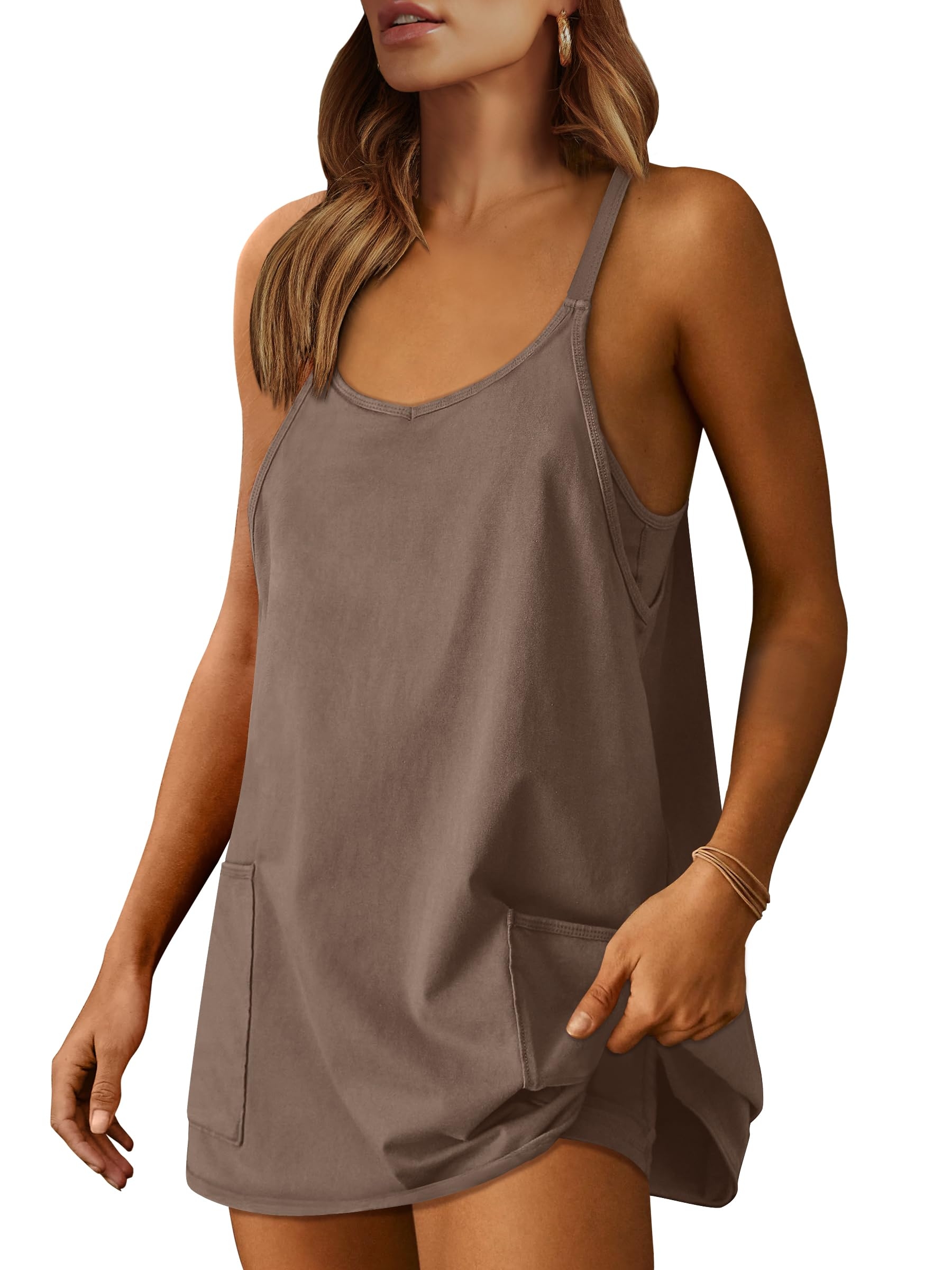 ANRABESS Women Athletic Dress Summer Tennis Workout Active Sports Mini Romper Dress Built in Shorts Travel Vacation Clothes