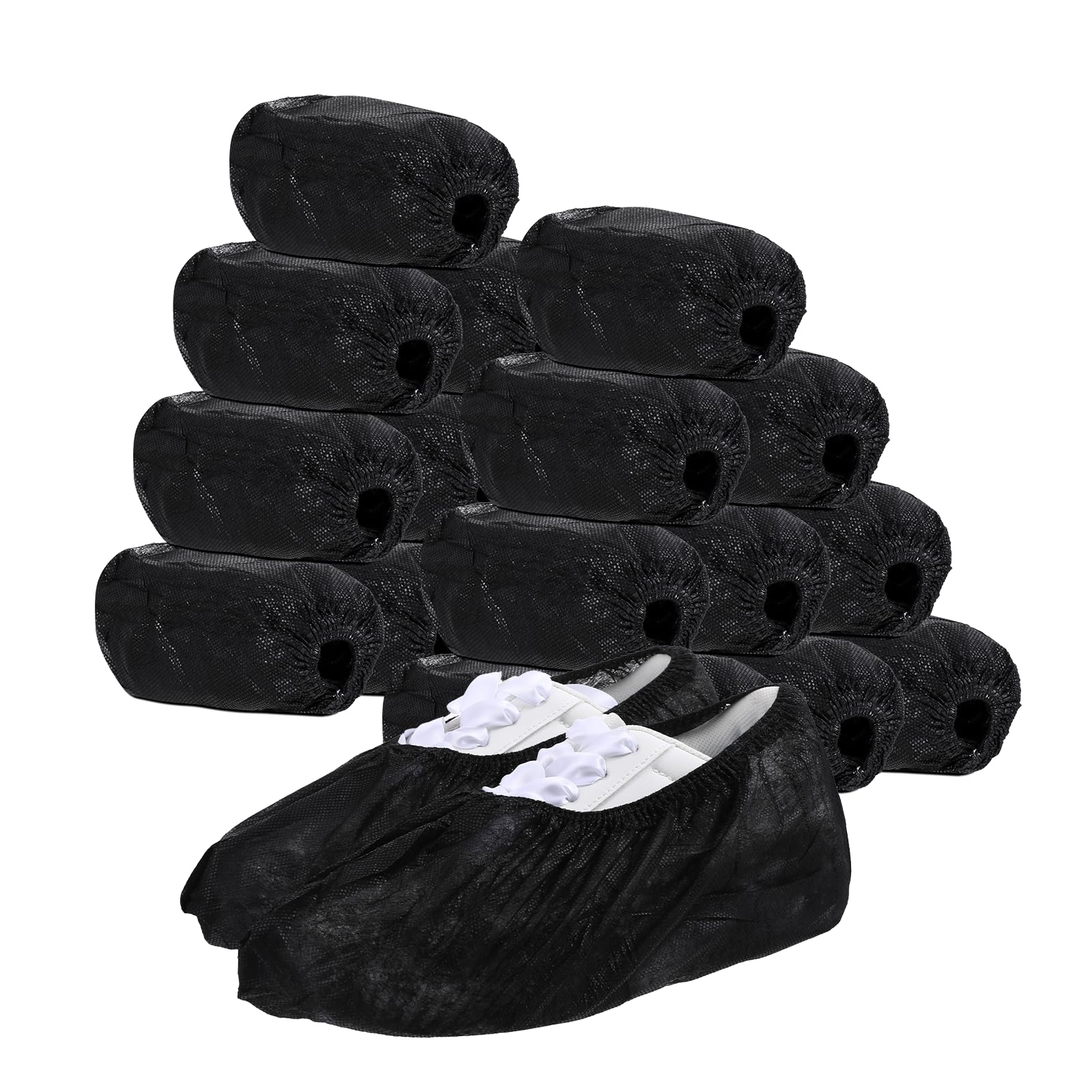 Black Shoe Covers Disposable 200Pack (100Pairs) Waterproof Shoe Booties Cover Non Slip Thicker Black Shoe Covers for Shoes Home Floors Carpet Indoor