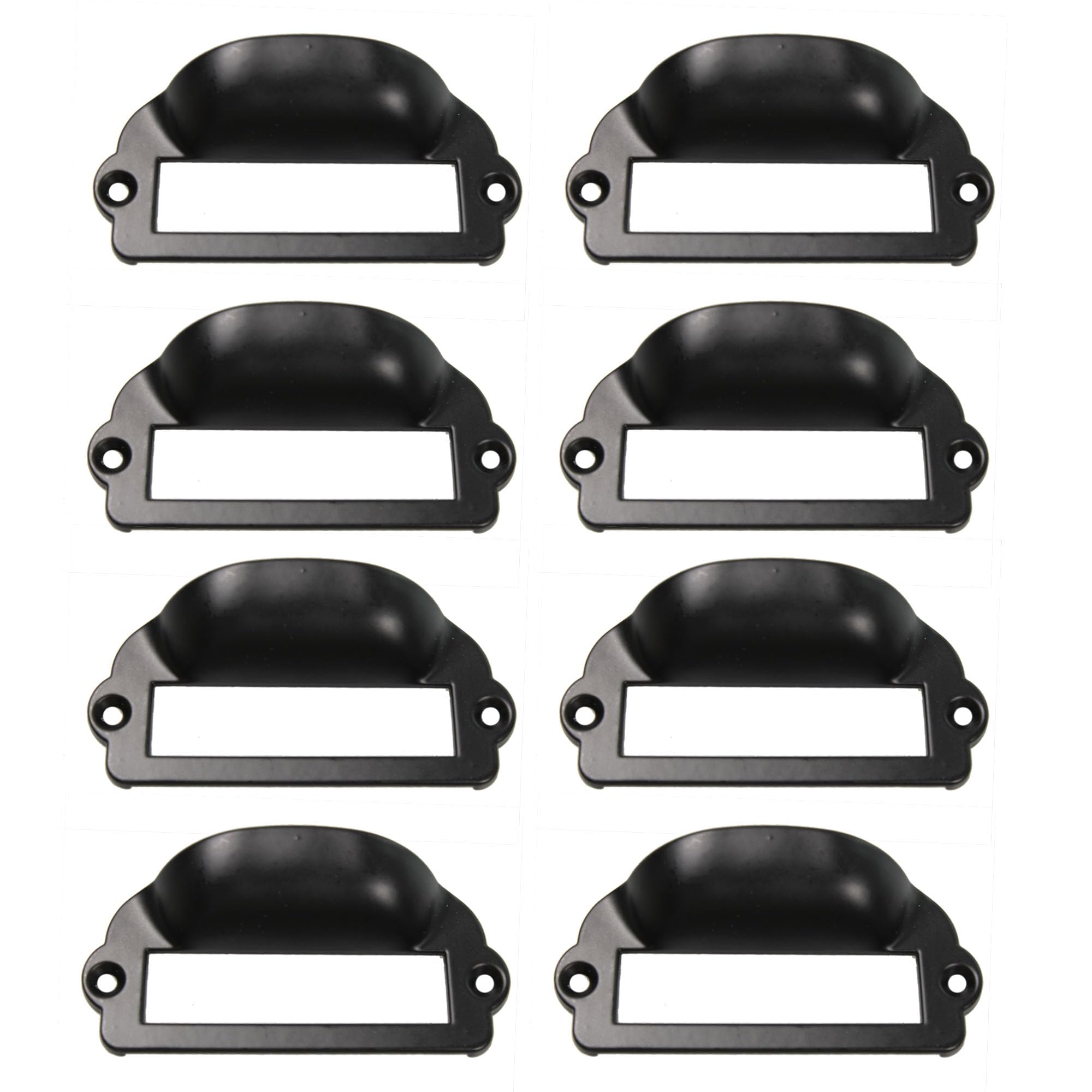 PDETVEO 8PCS Label Tag Frames Pull, Black Card Holder Drawer Handle, Zinc Alloy Catalog Drawer Pulls for Office, Furniture, Cupboard, Box, Case, Hardware (81x40mm)