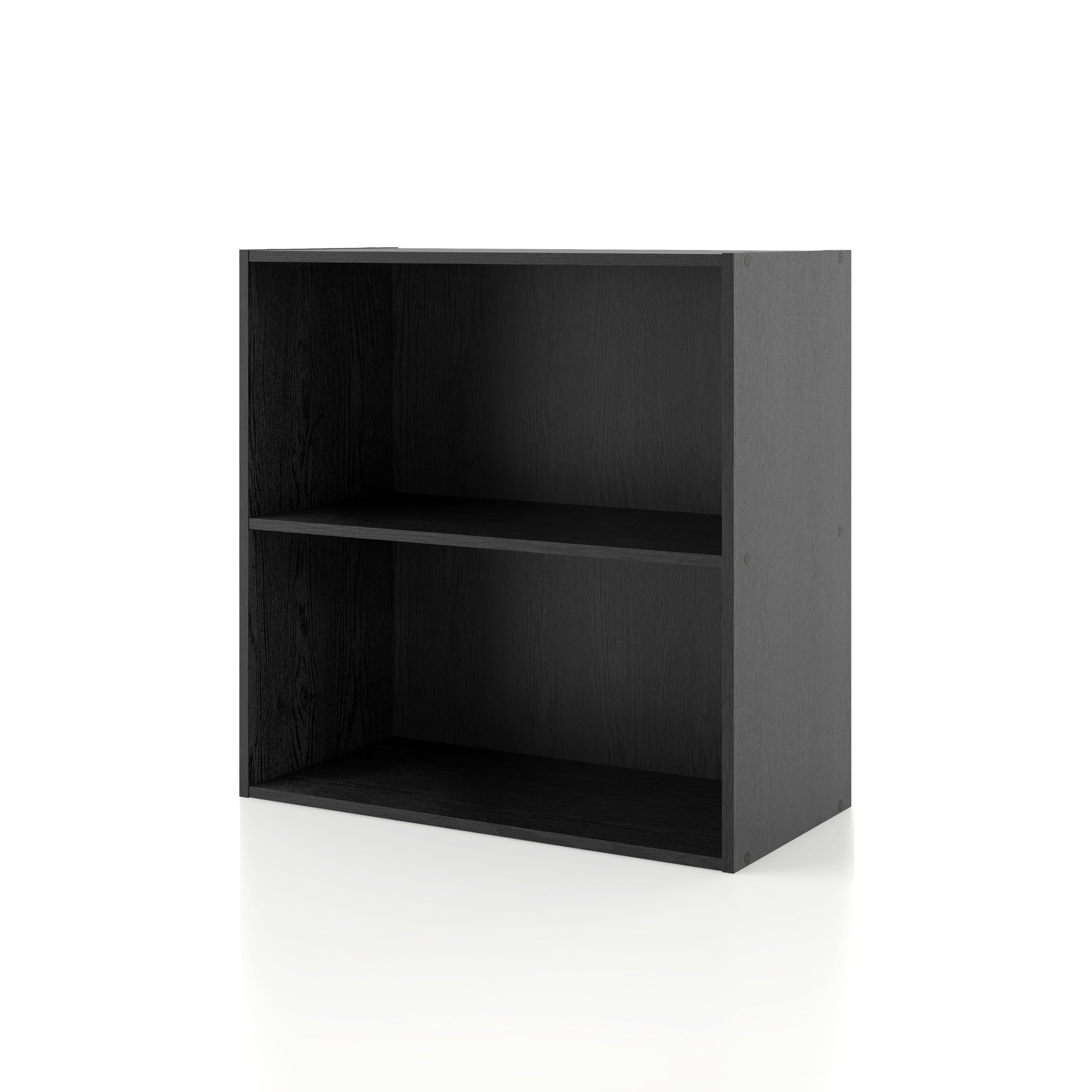 HOMES: INSIDE + OUT Apexa 2-Tier Cube Storage Organizer Shelves, Stackable Wood Bookcase Fits Cubby Bins for Organization, Dorm Teen Room Decor & Home Office, Black