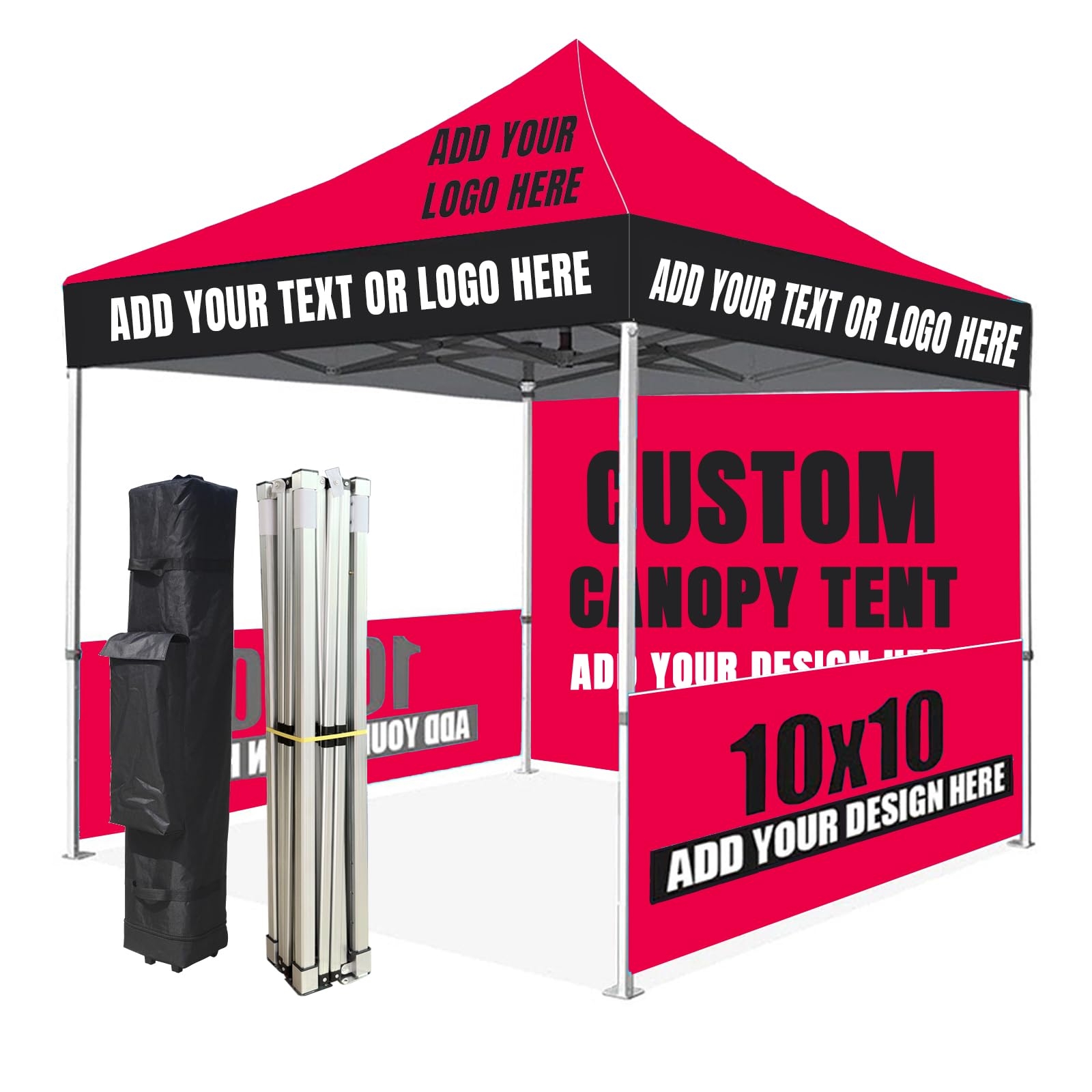 Custom Canopy Tent 10x10 with Logo, Personalized Pop Up Canopy Tent Outdoor Events Business, Nano-Grade Water Repellent Heavy Duty (Customized Configuration