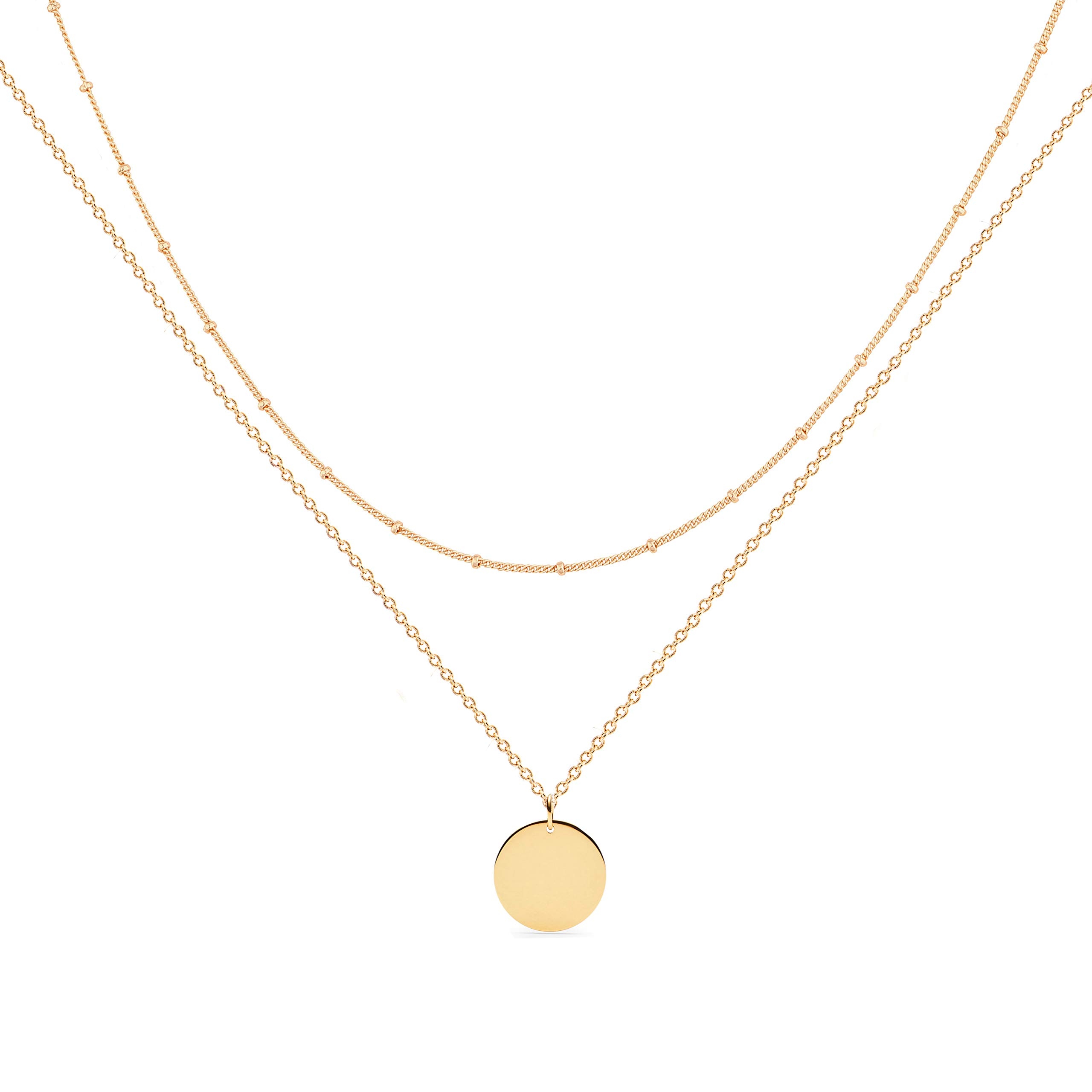 MEVECCO Layered Heart Necklace Pendant Handmade 18k Gold Plated Dainty Gold Choker Arrow Bar Layering Long Necklace for Women
