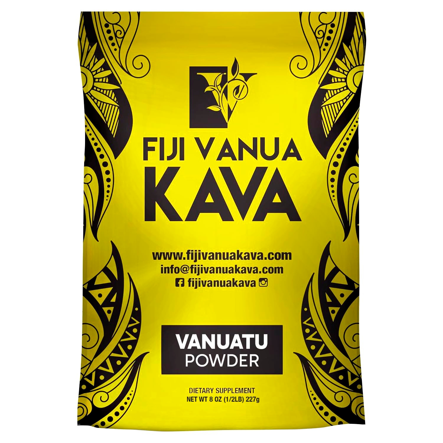 Fiji Vanua Kava Vanuatu Powder, Kava Root Powder Made from Pure Noble Kava with Sun-Dried Lateral Roots, Kava Premium with Kavalactones, Easy to Prepare Medium Grind Kava Root Powder, 8 oz