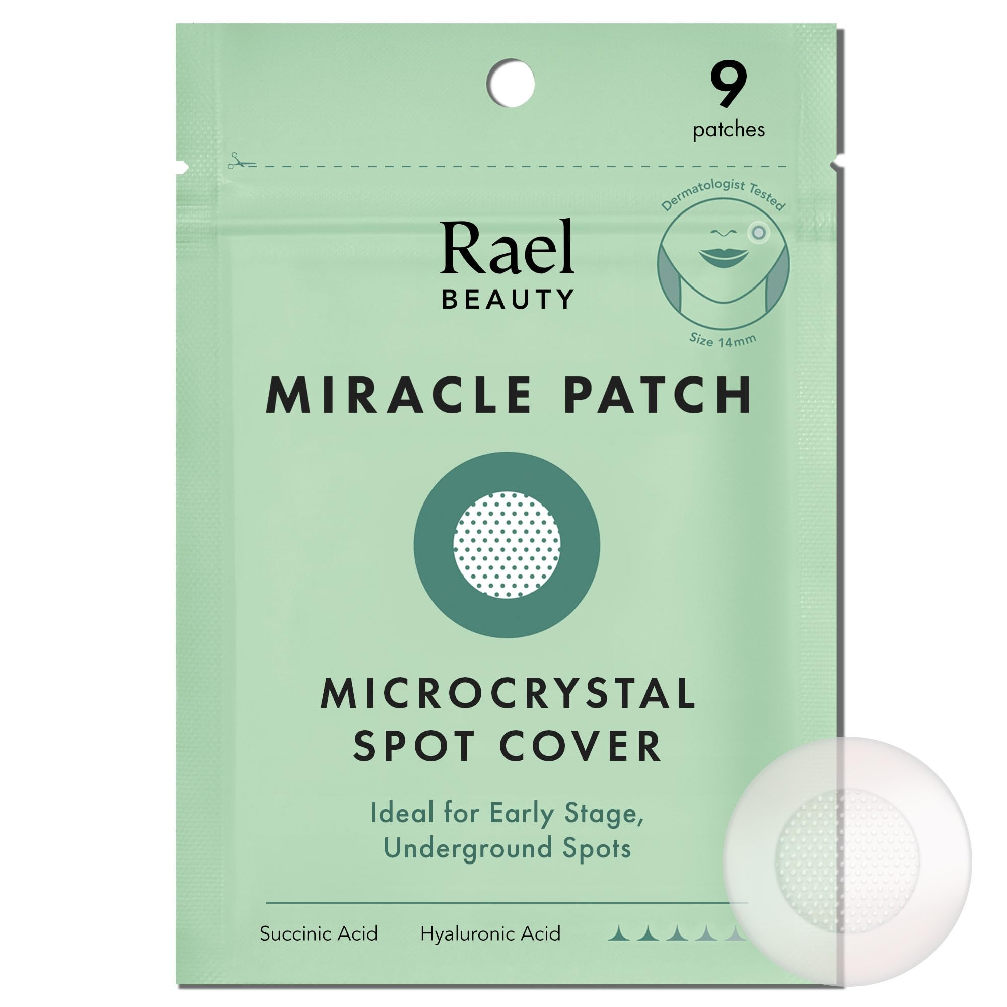Rael Pimple Patches, Miracle Microcrystal Spot Cover - Hydrocolloid Acne Patch with Tea Tree Oil, Early Stage Zits and Blemish, Korean Skin Care, Vegan, Cruelty Free (9 Count)