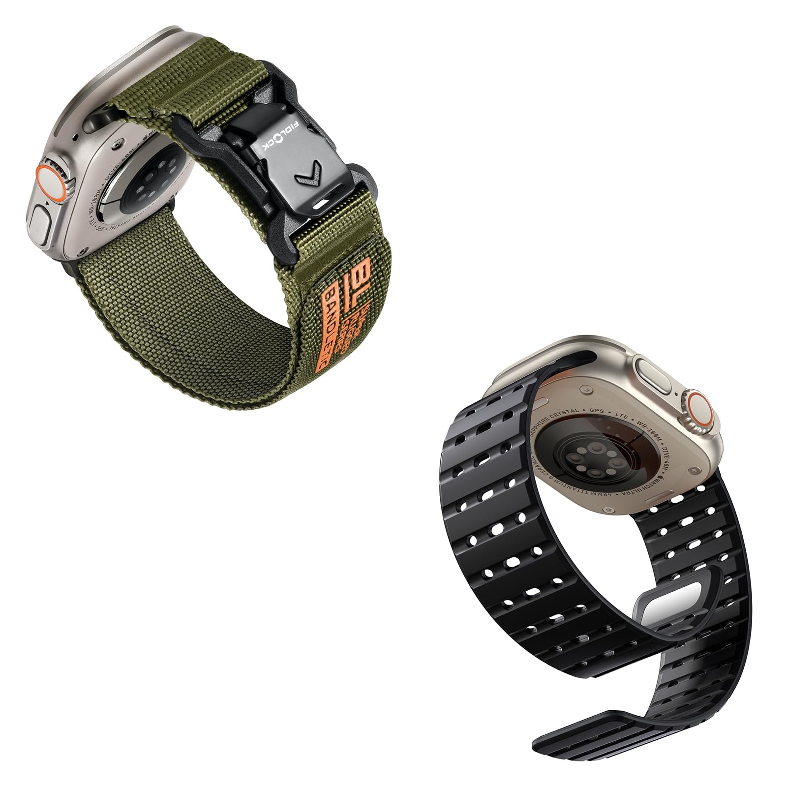 Bandletic Fidlock R-Nylon Magnetic Band + R-Lite Fit Magnetic Band Compatible with Apple Watch Ultra 2/Ultra (49mm, 46mm, 45mm, 44mm, 42mm, 41mm, 40mm)