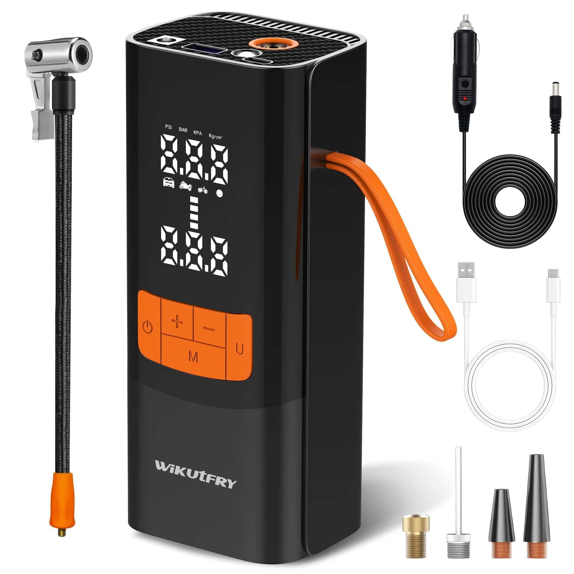 Tire Inflator Portable Air Compressor, 15000mAh and 150PSI Car Tire Pump with Pressure Display for Cars, Motorcycles, Bicycles, Ball Bikes with Tire Pressure Gauge, Dual-Use Type