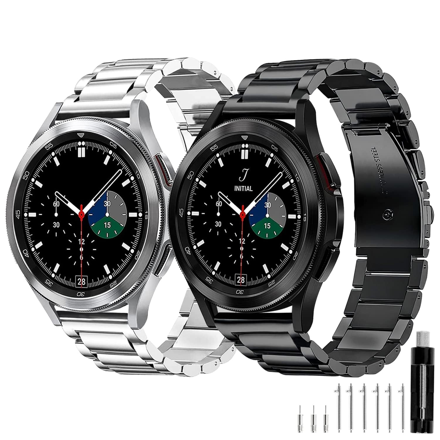 Compatible with Samsung Galaxy Watch 7 6 5 4 FE Band Pro Classic Active 2 40mm 44mm 43mm 47mm 45mm 42mm 46mm 20mm Galaxy Watch 3 Band 41mm Men Women Metal Elegant Casual Business Stainless Steel
