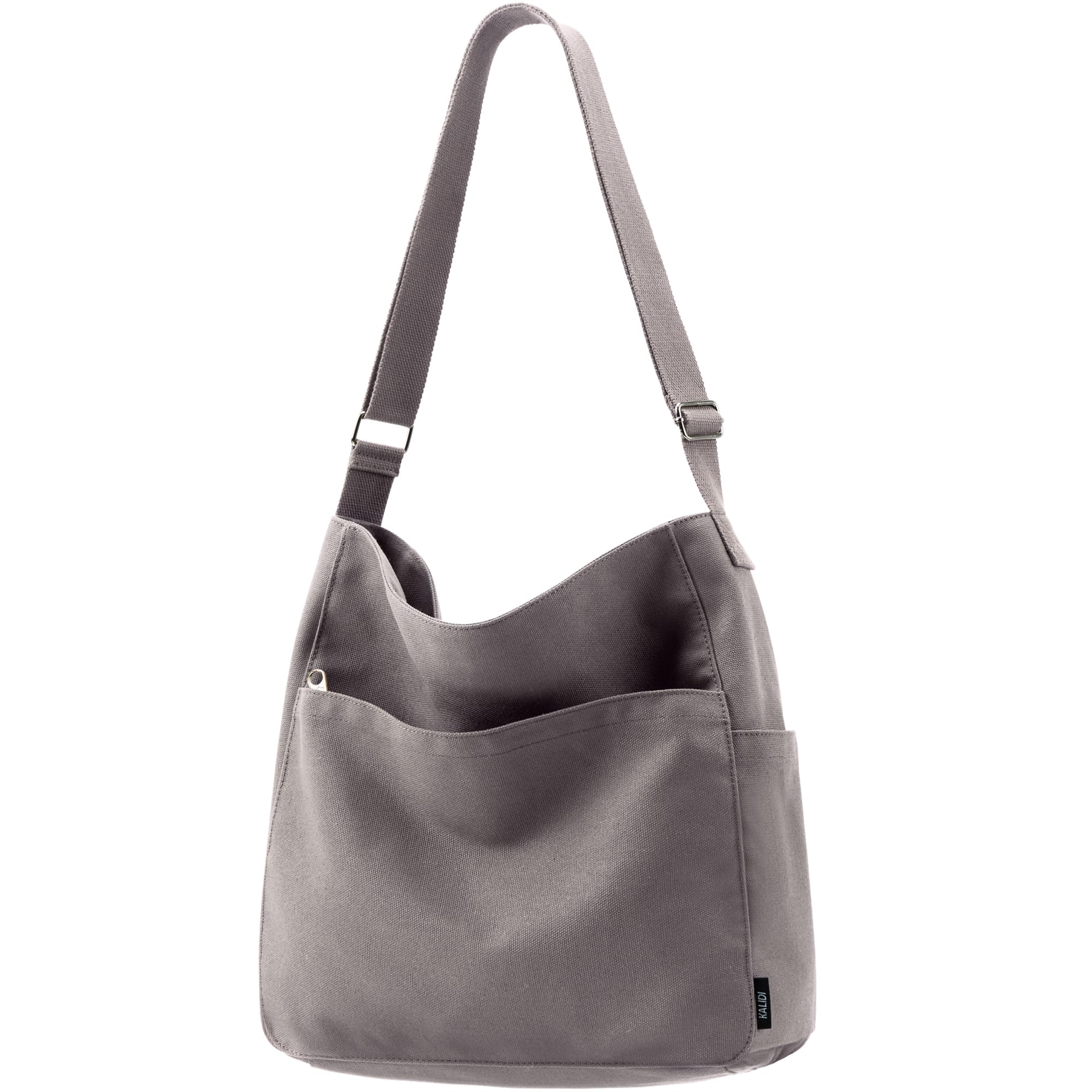 KALIDI Canvas Tote Bag Large Hobo Crossbody Shoulder Handbag Zipper Messenger Bag for Women or Men Casual College Work