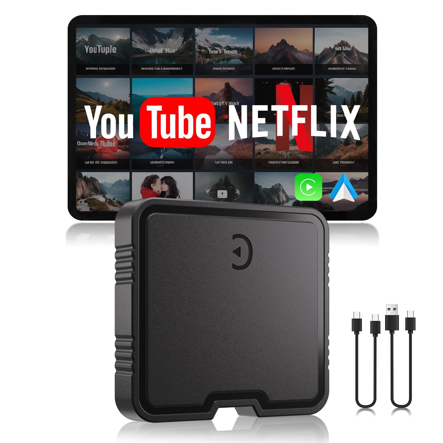 Wireless CarPlay Adapter, 2025 Upgrade Support Netflix/YouTube/TF Card Plug & Play Dongle with Apple Car Play Ai Box Android Auto Wireless Adapter for Cars from 2015&iPhone iOS10+