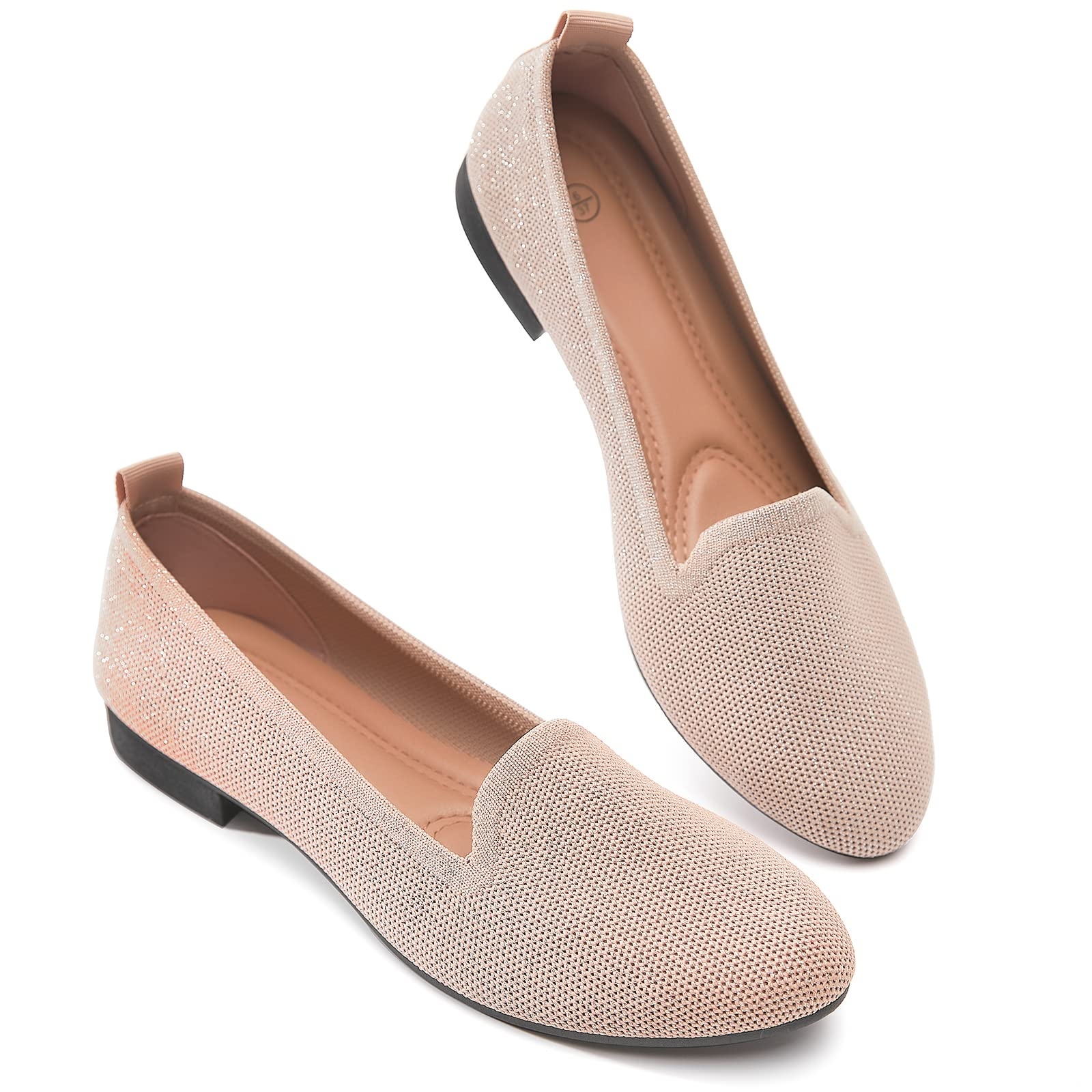 BABUDOG Women's Sparkly Flats Shoes Shiny Mesh Loafers Shoes Soft Memory Foam Flats