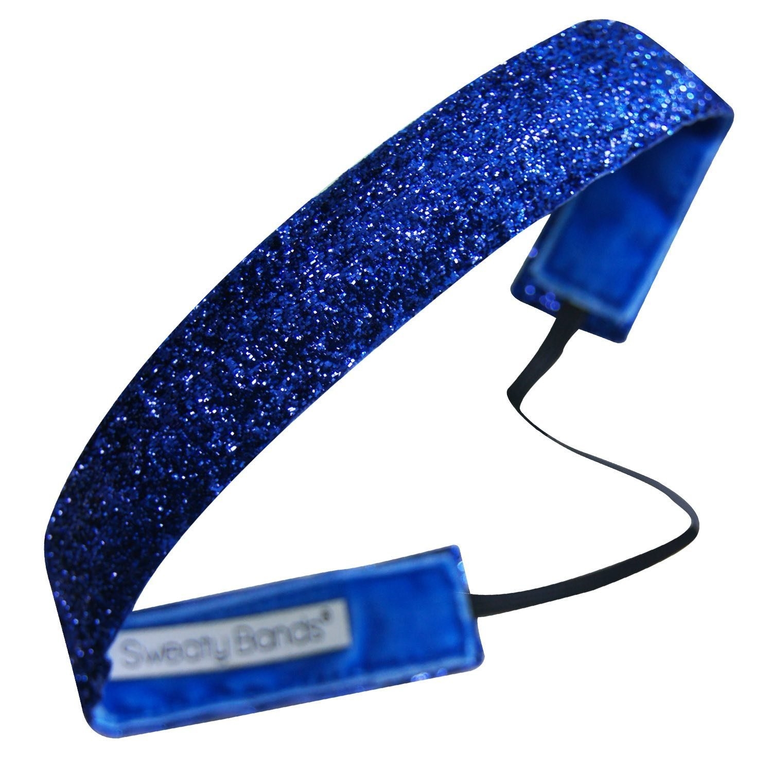 Sweaty Bands Womens Girls Headband - Non-Slip Velvet-Lined Sparkly Hairband - Viva Diva Royal Blue 1-Inch
