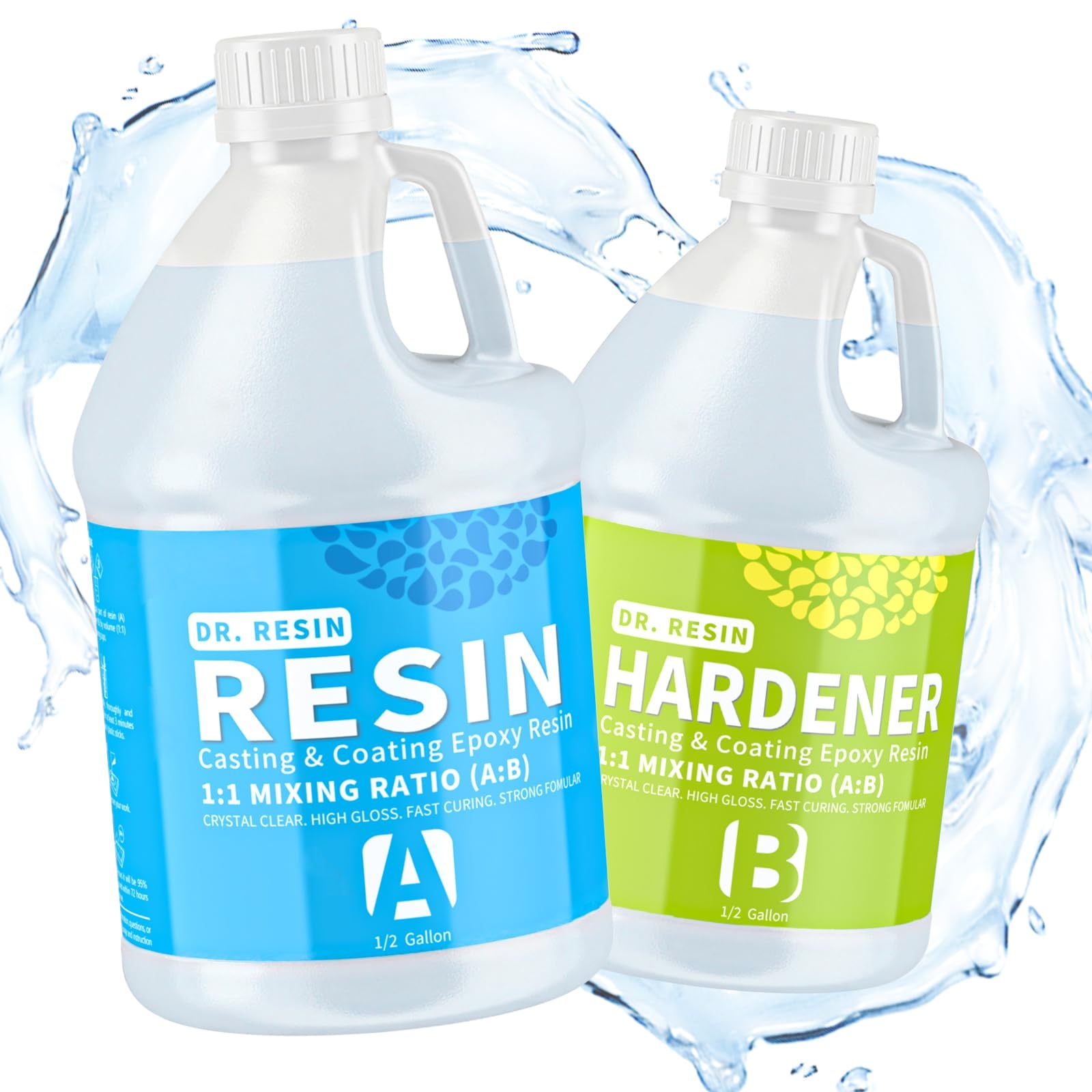 Clear Epoxy Resin Kit 1 Gallon, 2 Part Resina Epoxica for Countertop Wood Table Bar top, Self-Leveling Food Safe Crystal Casting Resin Coat for Crafts Art Jewelry Tumbler Coasters Tabletop DIY