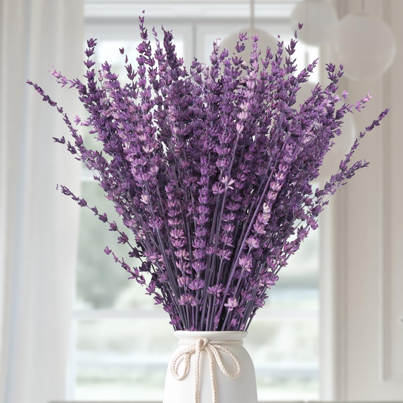 Dried Purple Lavender Flowers Bundle-Dried Preserved Lavender Bouquet 15-17" for Shower Weeding Home Vase Decor, Crafts, Aromatherapy, Fragrance, Fresh Silk Dry Live Plants, 50g(1.76oz)