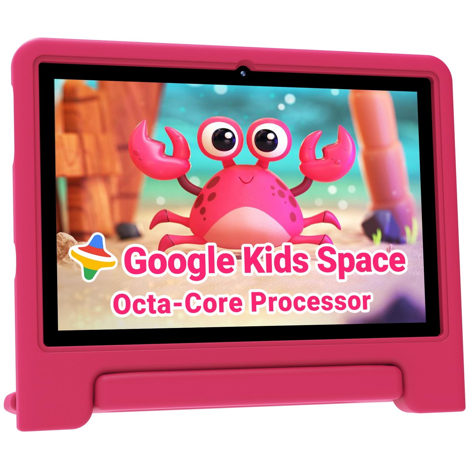 ApoloMedia Kids Tablet 10 inch, Upgraded Android 14 Tablet for Kids Ages 3-12, Octa-Core Tablets with Case, 64GB Storage(TF Expand 1TB), Pre-Installed Google Kids Space, Parental Control (Candy Pink)