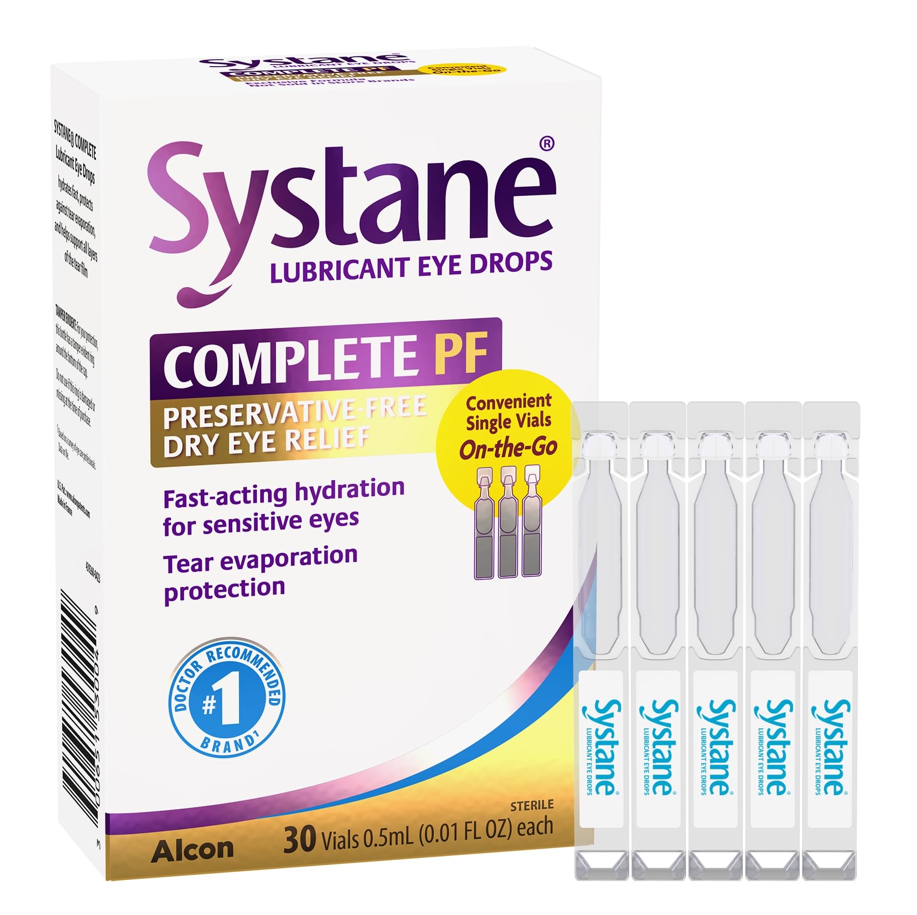 Systane Complete Unit-Dose Preservative-Free Eye Drops 30ct Single-use vials for Dry Eye Relief