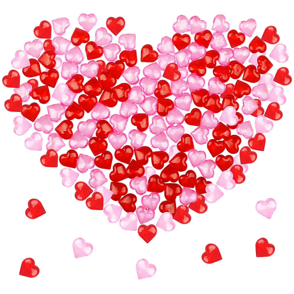 Fangoo 110 Pieces Red Pink Acrylic Heart Gems for Valentine's Day Decor Heart Rocks Vase Filler Table Scatter for DIY Crafts Engagement Wedding Anniversary Home Decoration