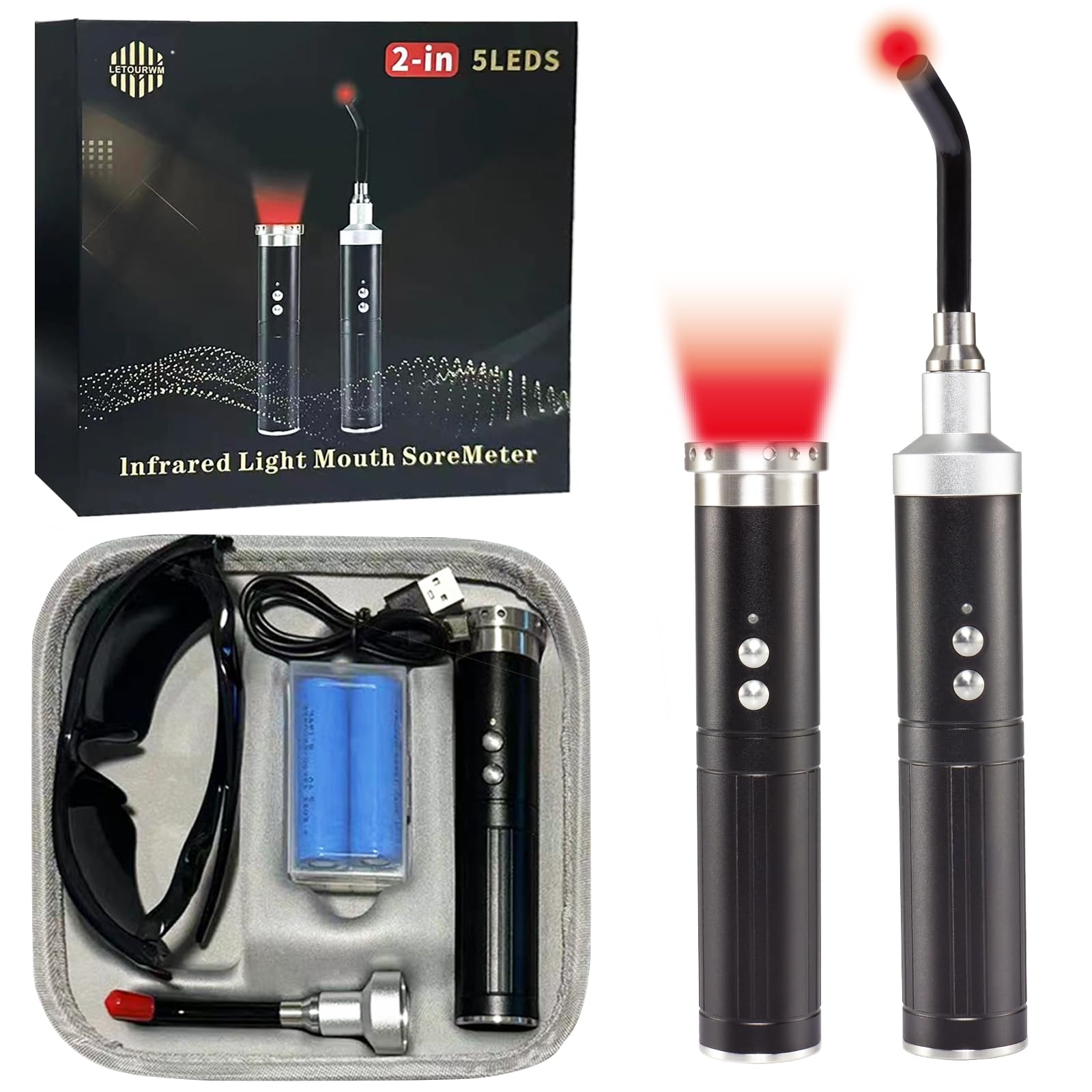 Red Light Therapy,Cold Sores Treatment&Fever Blister, Infrared Light Therapy for Lips Mouth Nose Ear Knee Feet Hands Joint Muscle Nerve Pain Relief Red Light Therapy for Face with Removable Tip