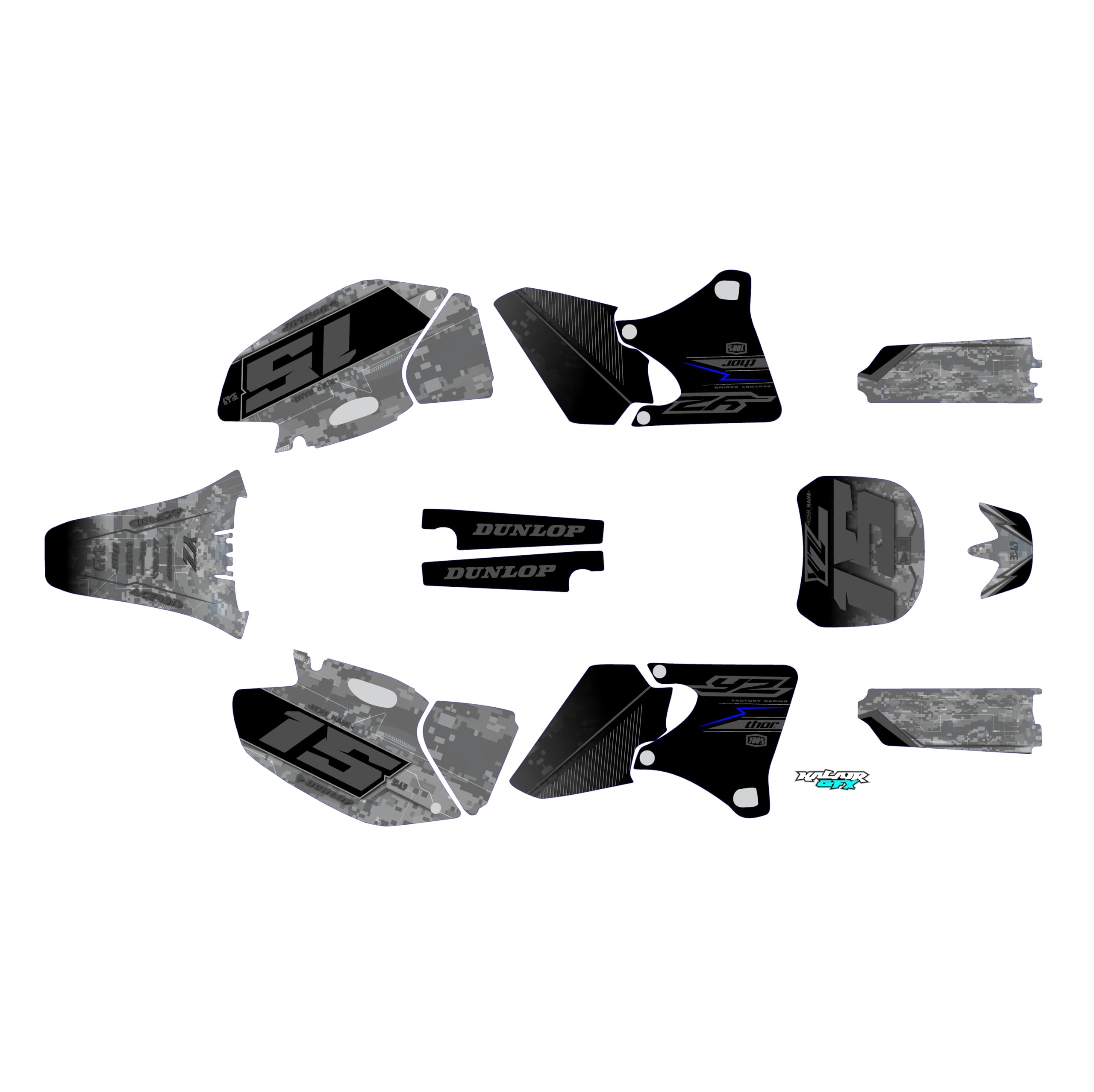 Kalair GFX Graphics Kit for Yamaha YZ 426F (1998-2002) CYBERWARE Series Smoke 09 Mil - Dirt bike Custom Racing Graphics Decals Stickers Kit, no-plastics