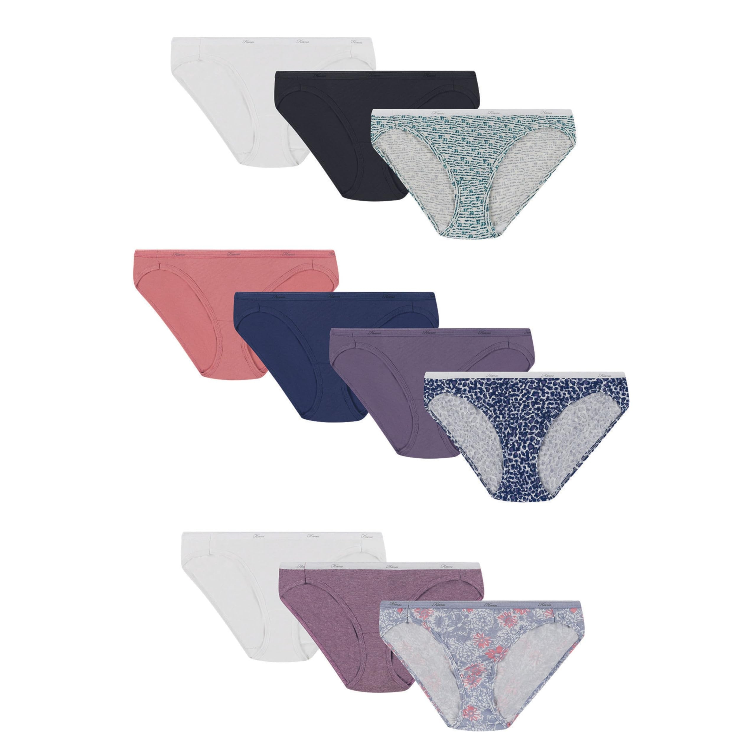 Hanes Women's Bikini Underwear Pack, Classic Cotton Bikini Panties, 10-Pack (Colors May Vary)