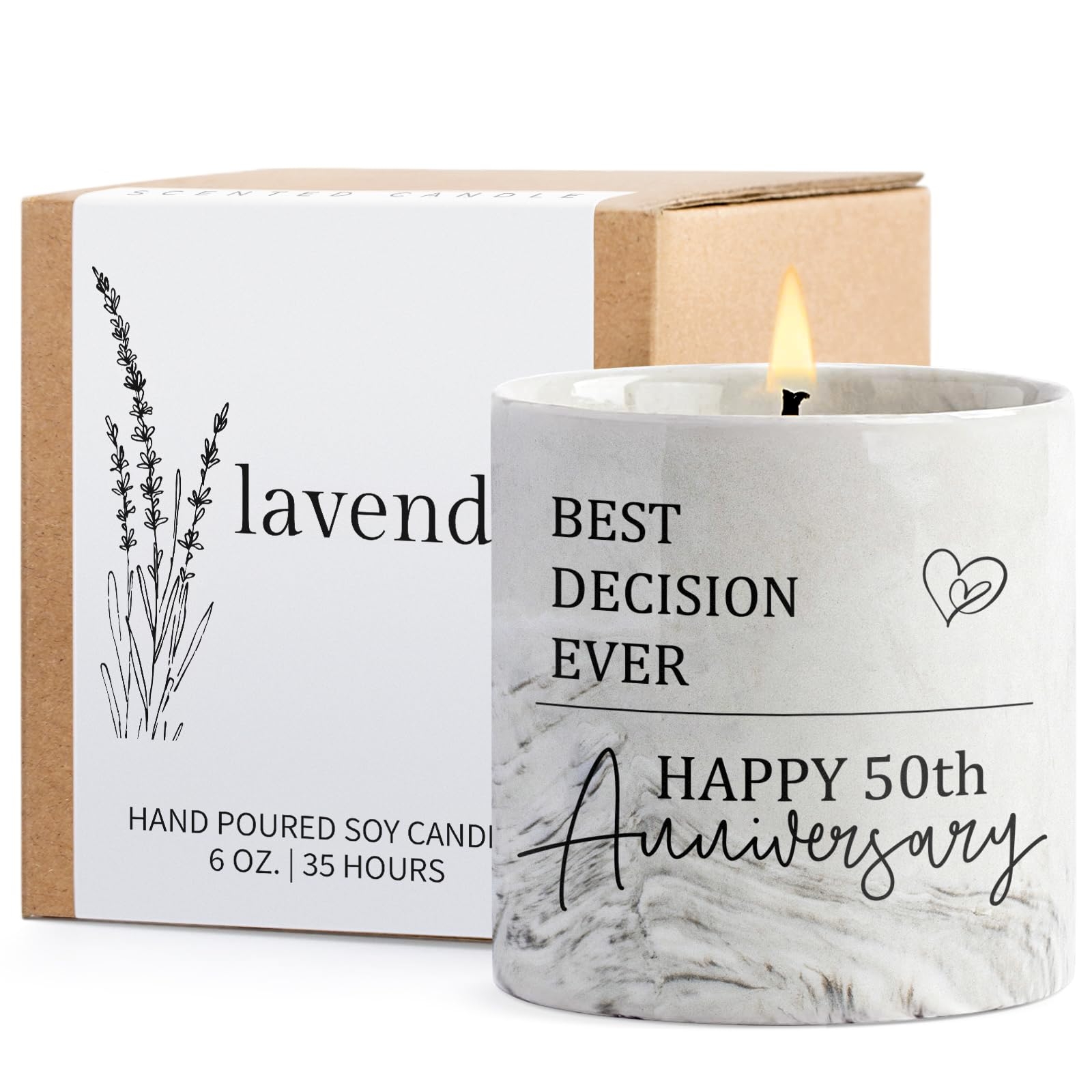 Cituarko 50th Anniversary Jar Candle - Lavender Scent, 6 oz, Modern, Purple, Indoor, Floral Theme, Long Burn Time