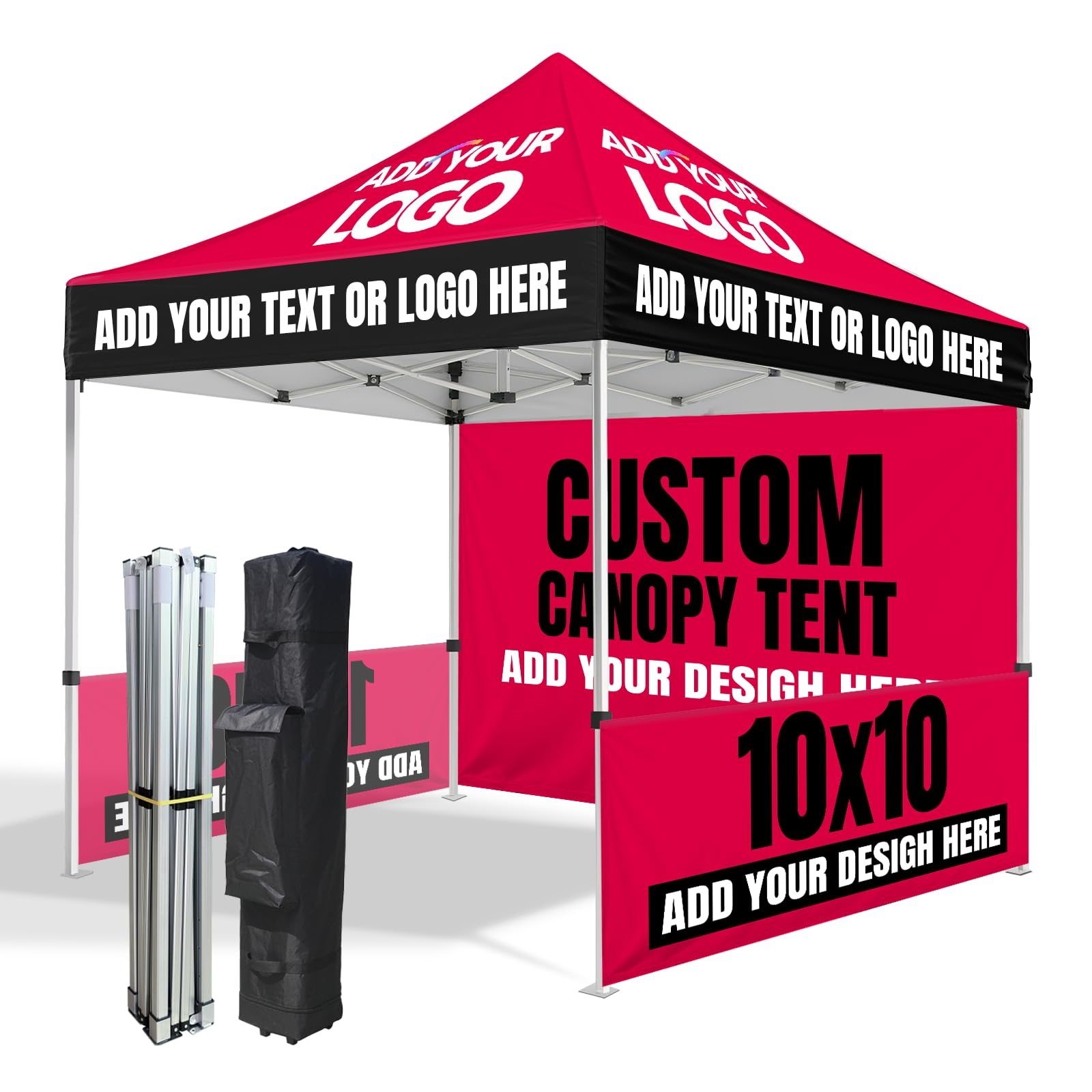 Custom Canopy Tent 10x10 with Logo, Personalized Pop Up Canopy Tent Outdoor Events Business, Nano-Grade Water Repellent Heavy Duty (Customized Configuration