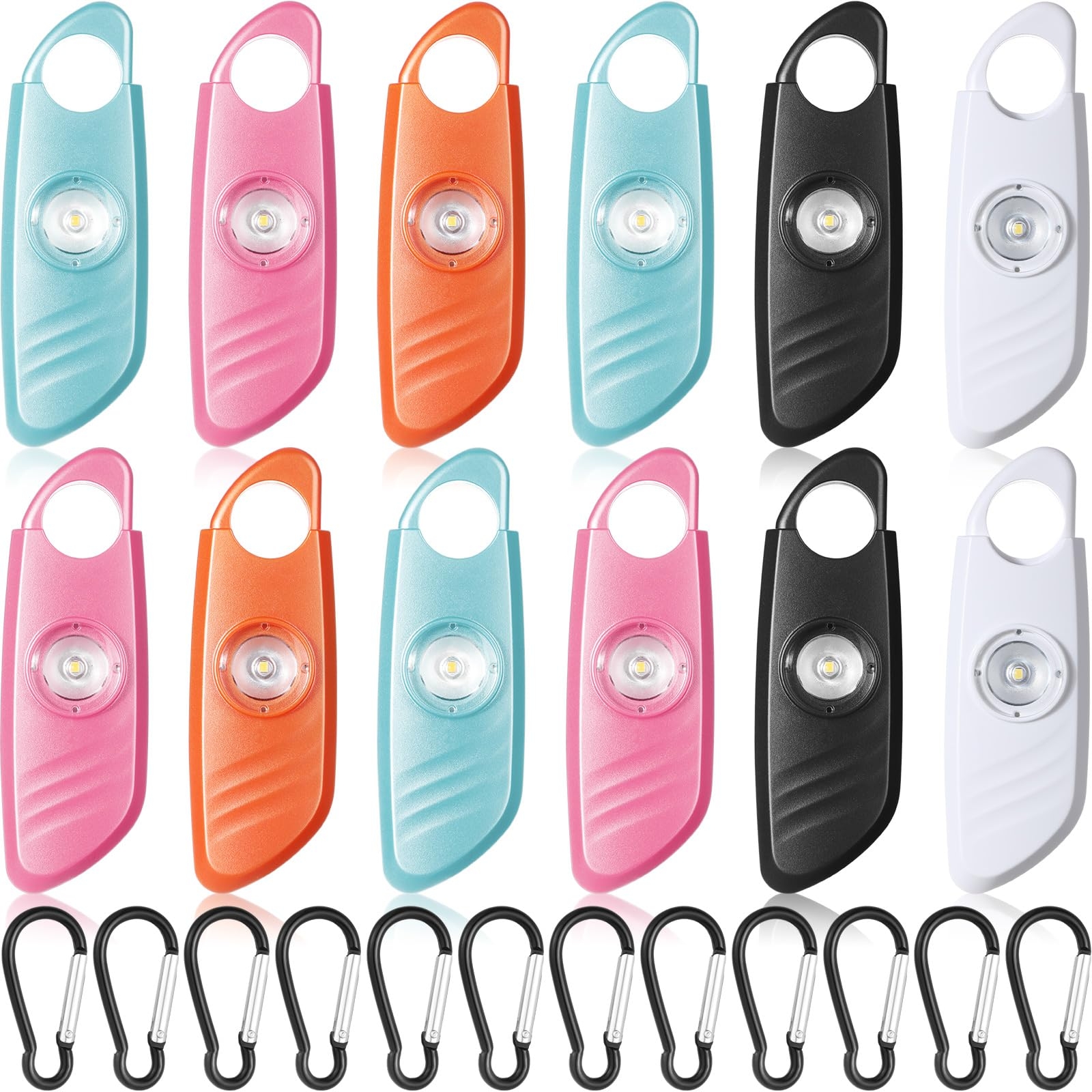 Relaxweex 12 Pcs Personal Safety Alarm for Women with LED Strobe Light and 12 pcs Keychain 130DB Loud Sound Personal Siren Emergency Self Defense Alarm Keychain Safety Devices for Women Men Elderly
