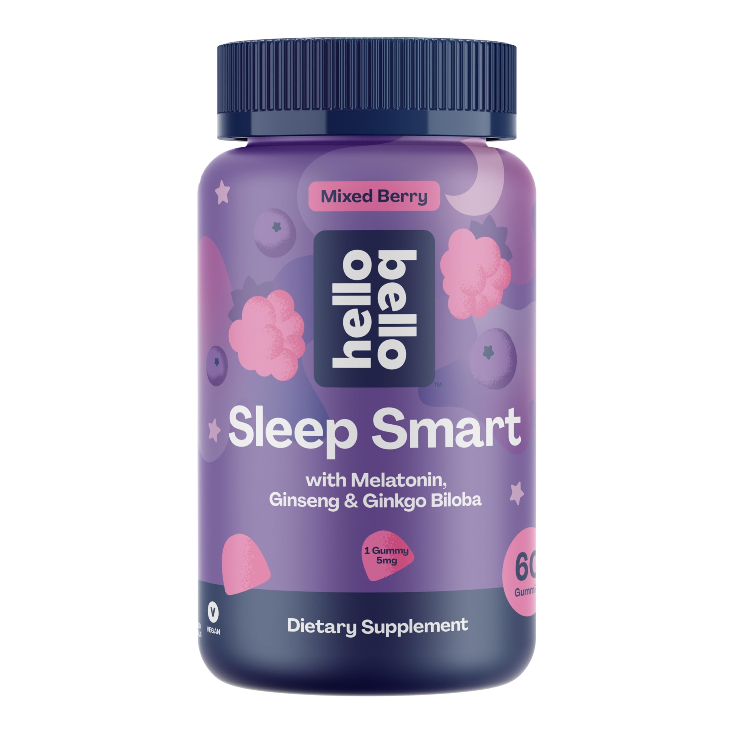Hello Bello Adult Sleep Smart Vegan Gummies with 5mg Melatonin – Mixed Berry - 60ct