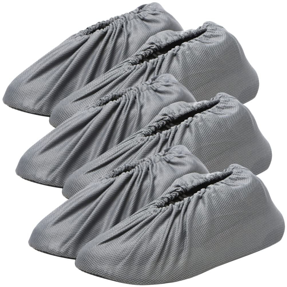 Kisangel 3 Pairs Reusable Shoe Covers Indoor Boot Covers Dust Foot Covers for Home Washable Daily Use,Grey