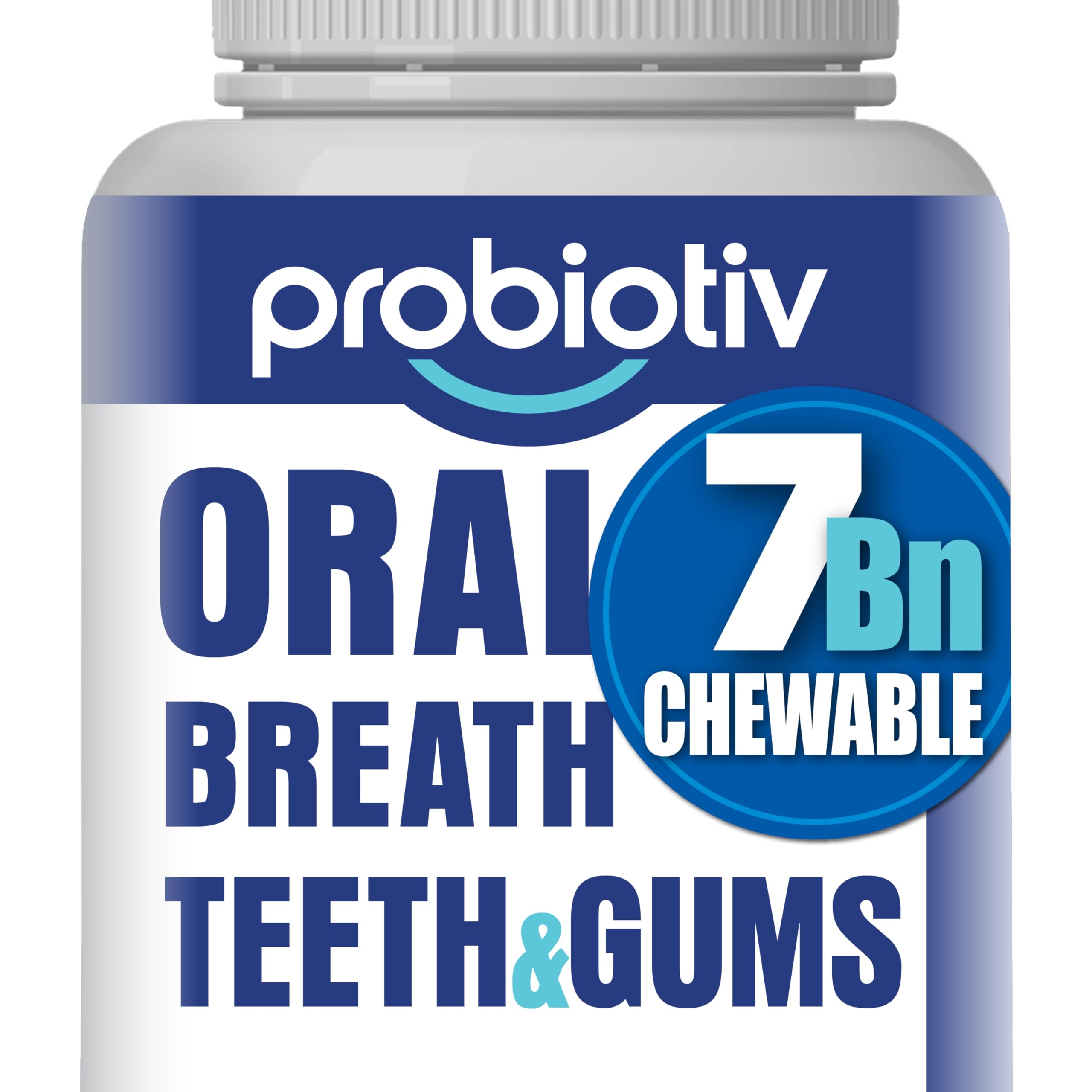 Probiotiv Oral Probiotics for Mouth Bad Breath 7 Billion CFU - Chewable Dental Probiotics for Teeth & Gums, Fresh Breath Freshener & Dry Mouth Relief, Supports Oral Microbiome