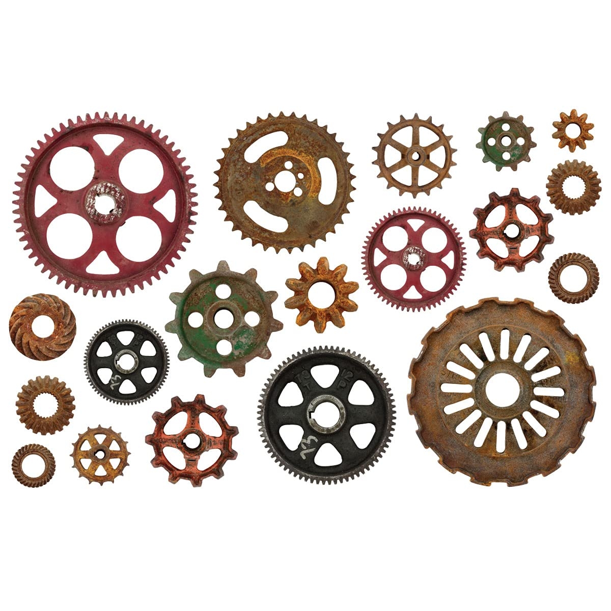 Retro Planet.com - Gears Hardware Vinyl Sticker Set, Steampunk Industrial Cogs Peel and Stick Decals, Laptop, Car, Locker, Notebooks, Planners, Water Bottles (Set of 19, from 1.25” to 5.5”)