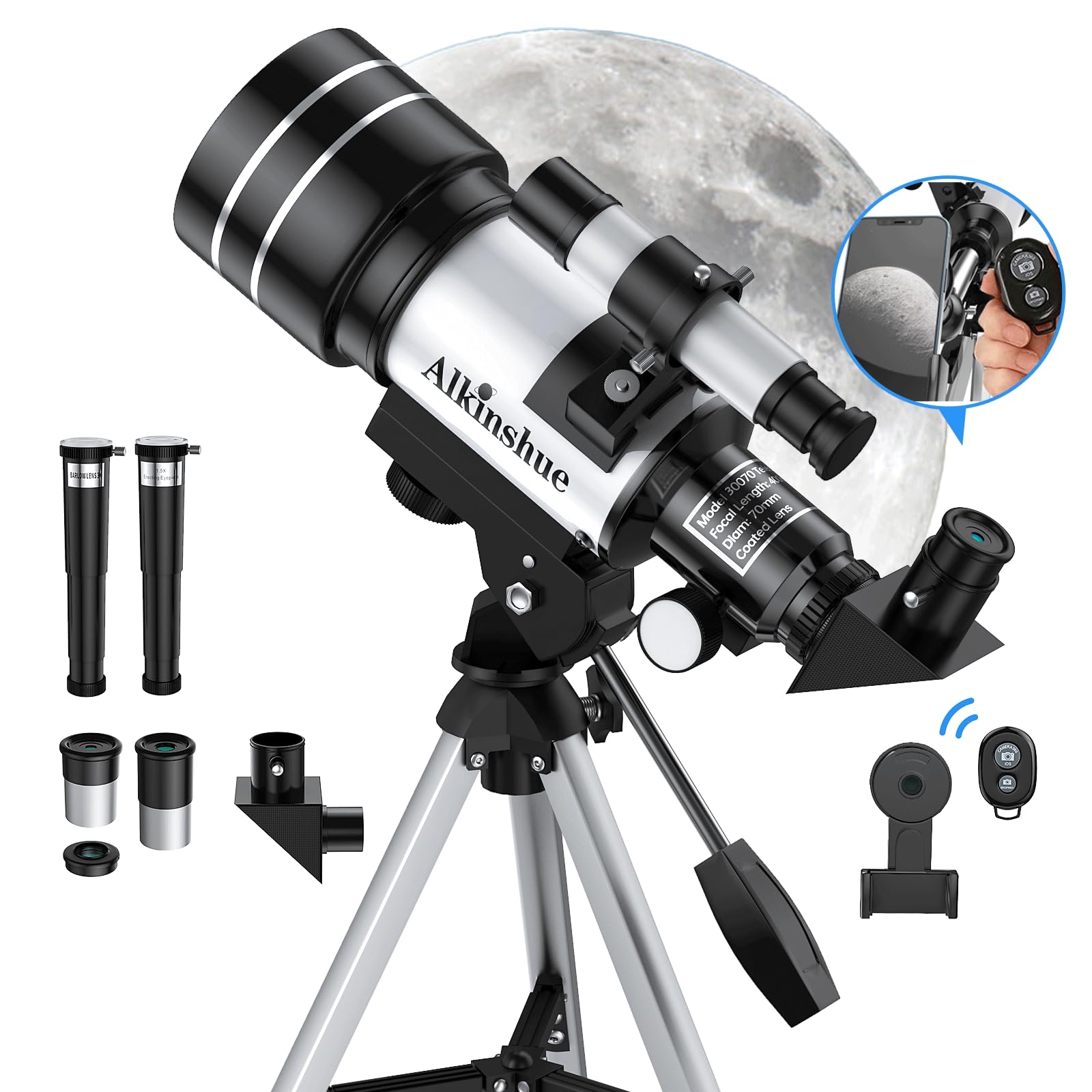 Telescope for Kids Beginners, 70mm Aperture 400mm Refractor Telescopes for Astronomy Beginners, Portable Travel Telescope Astronomy Gifts