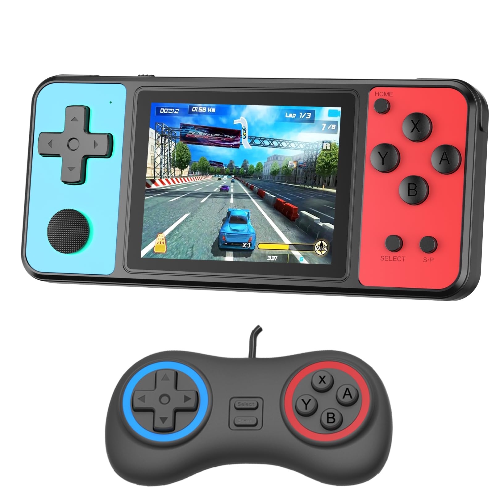 Beico Handheld Game for Kids, 3.0" Large Screen Built in 270 Classic Retro Video Games Seniors Electronic Games Player Boys Girls Birthday Present Black Blue