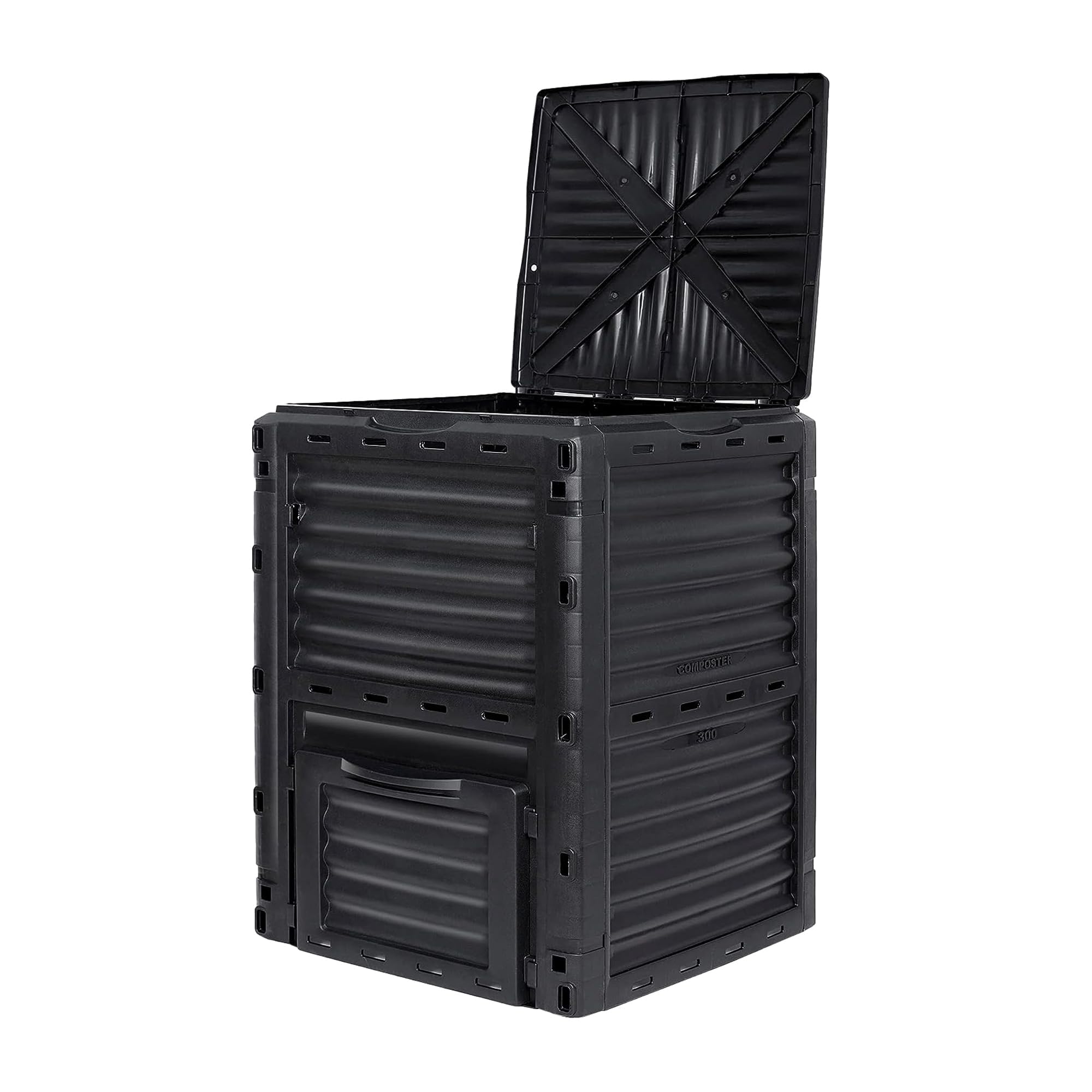BIOGRN Large Outdoor Compost Bin,80 Gallon (300 L) Composter Bins with Snap-on Top Lid and Aeration System,Garden Compost Bin that Quickly Create Fertile Soil