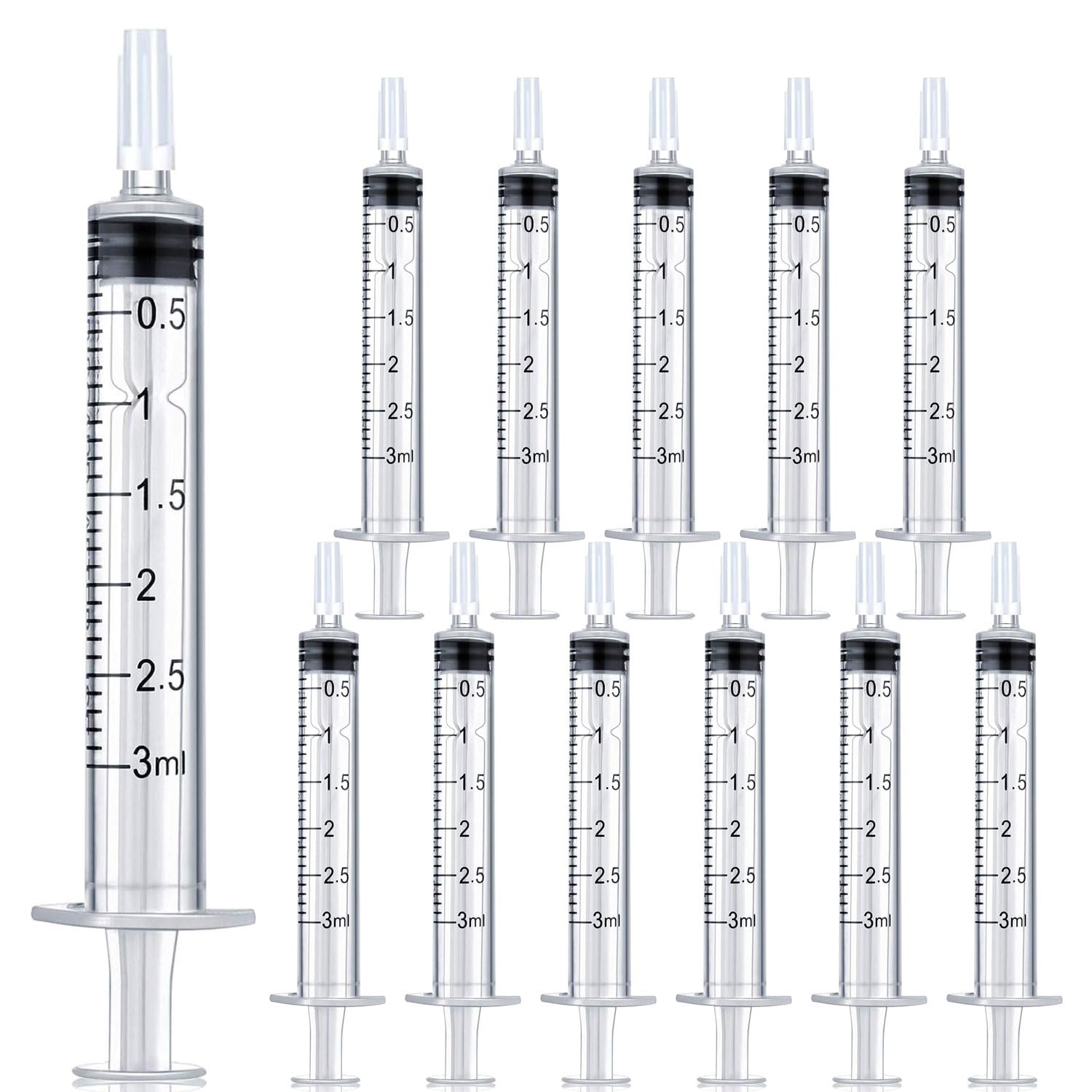 3 ml Syringe Without Needle, Syringe for Liquid with Cap, Oral, Scientific Labs, Measurement, Pack of 12