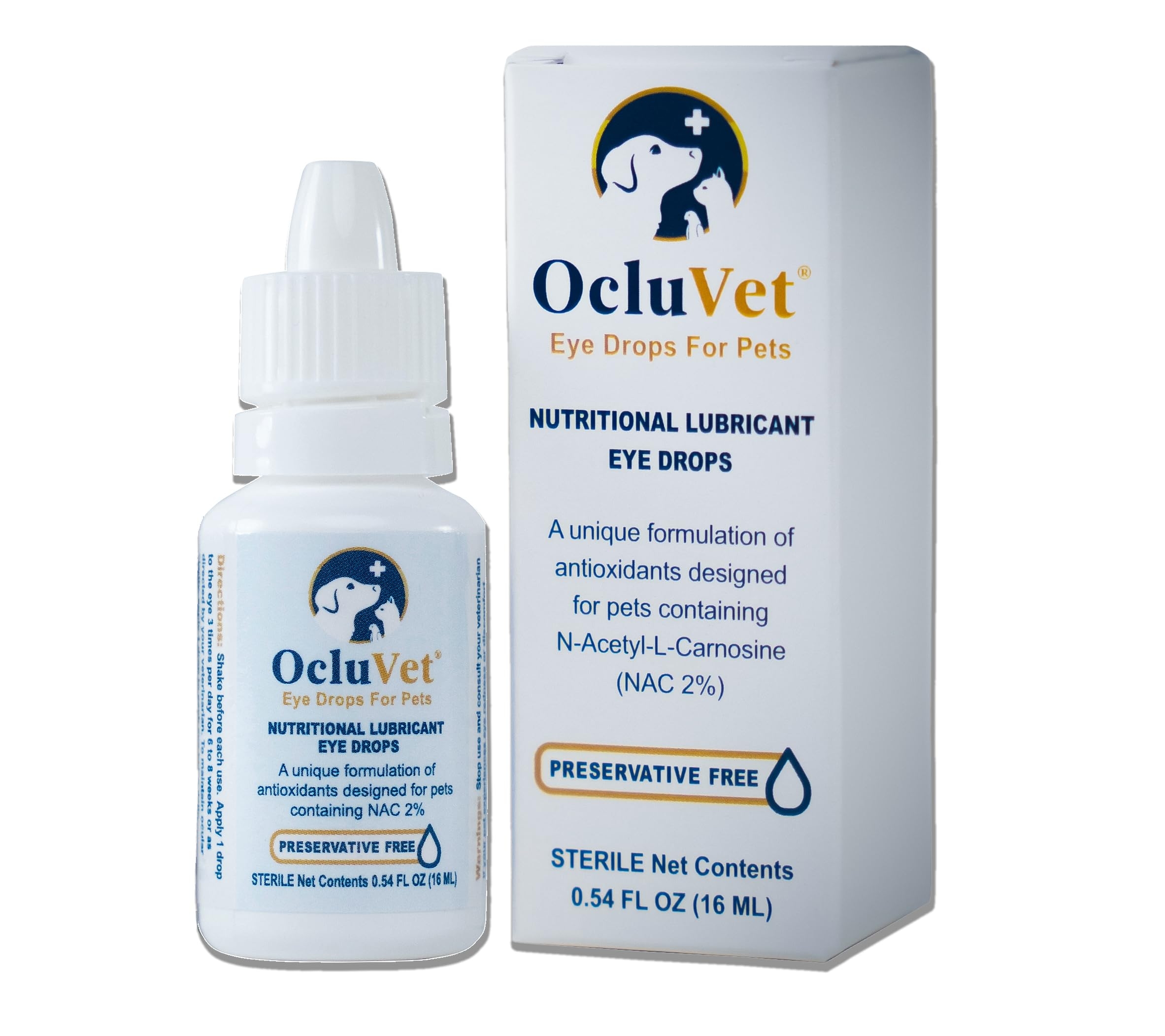 OcluVet Eye Drops for Pets | Clinically Studied Antioxidants for Pets with Cataracts | Made in The USA | Includes 2% N-Acetyl-L-Carnosine (NAC) | 16mL