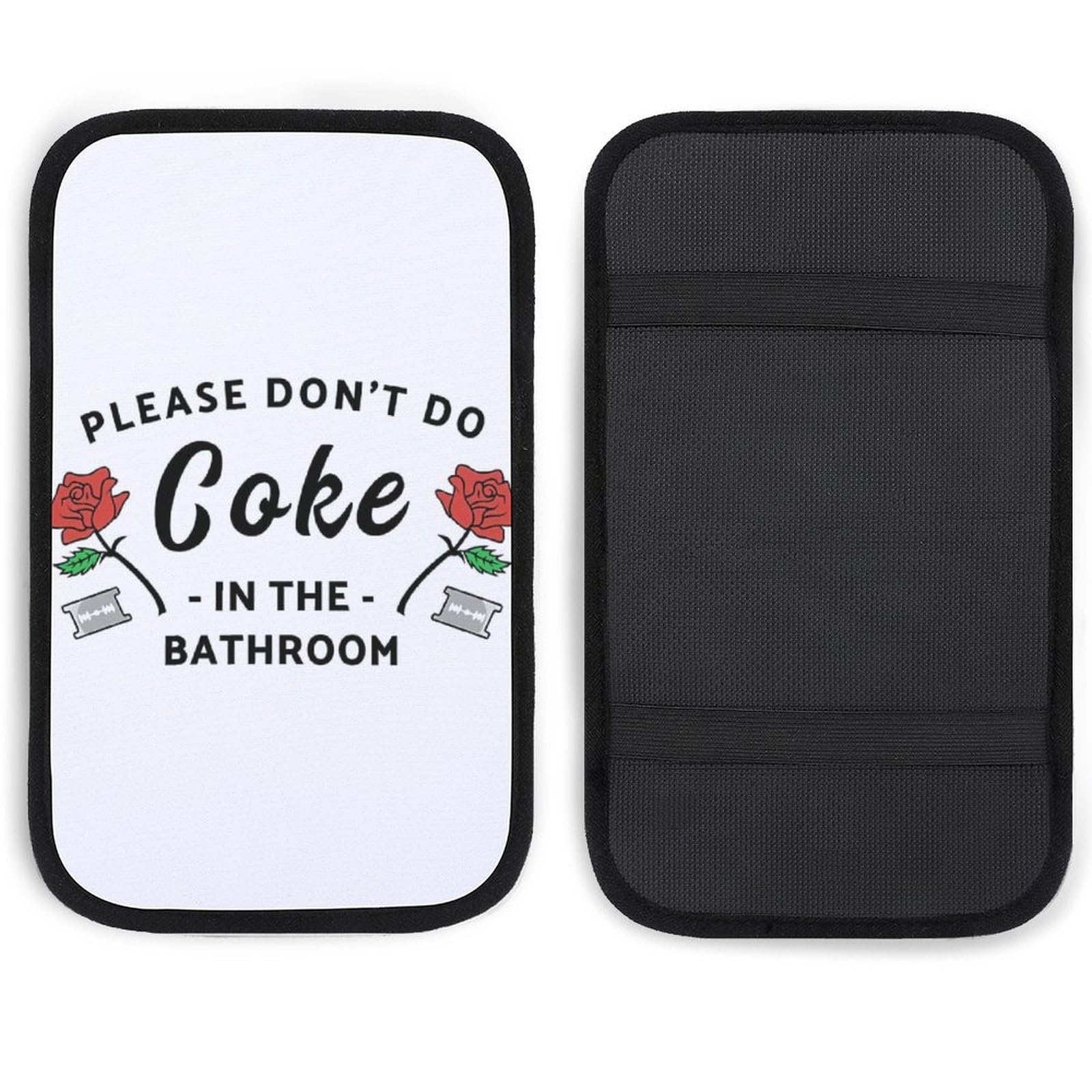 HYDJLXA Please Don't Do Coke in The Bathroom Car Center Console Cushion Pad,Waterproof Armrest Seat Box Cover Protector,Comfortable Car Decor Accessories Fit for Most Cars, Vehicles, SUVs