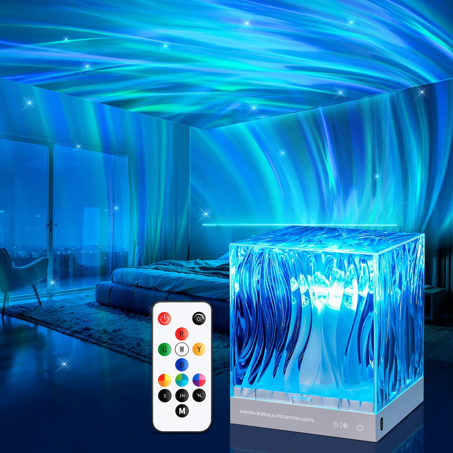 Mubarek Northern Lights Projector, 18 Colors 162 Modes Ceiling Galaxy Projector, Remote Ambient Lighting Mood Lighting, Room Lights for Bedroom, Cool Stuff Aesthetic Room Decor for Teen Girl Gifts