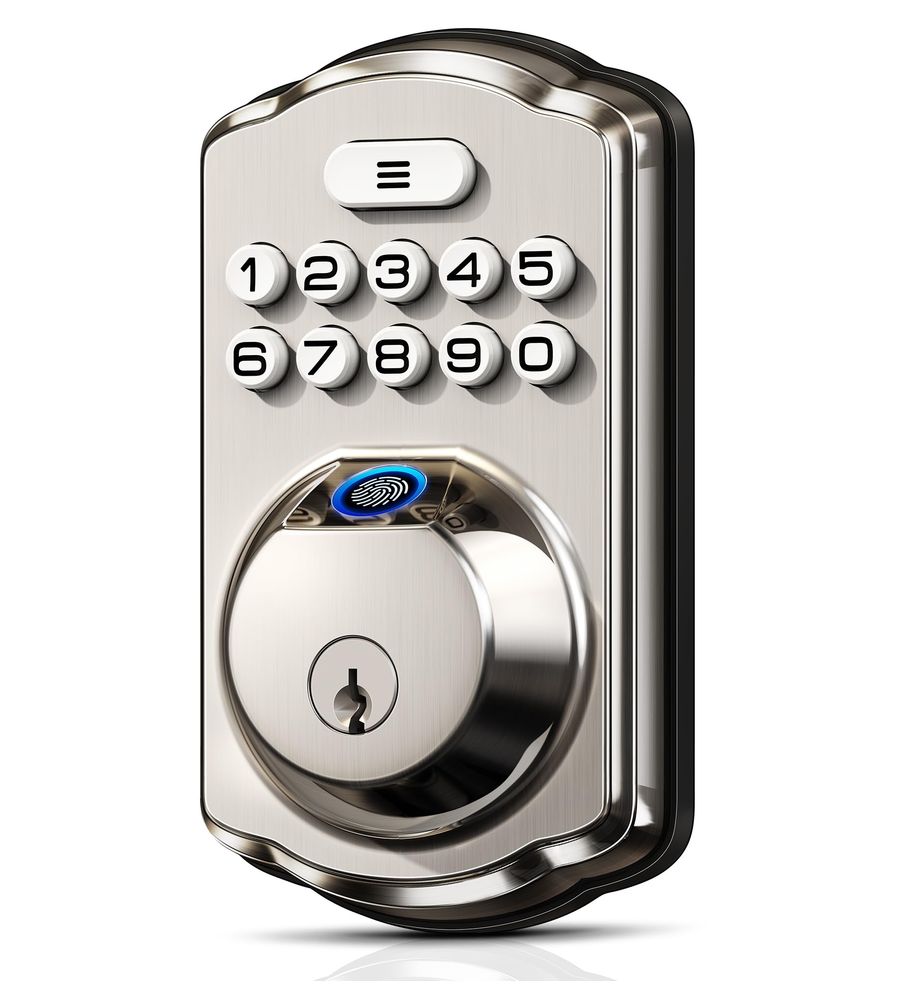 Veise Fingerprint Door Lock, Keyless Entry, Auto Lock, Electronic Keypad Deadbolt for Front Door, Biometric, Anti-Peeking Password, Easy Install, Satin Nickel