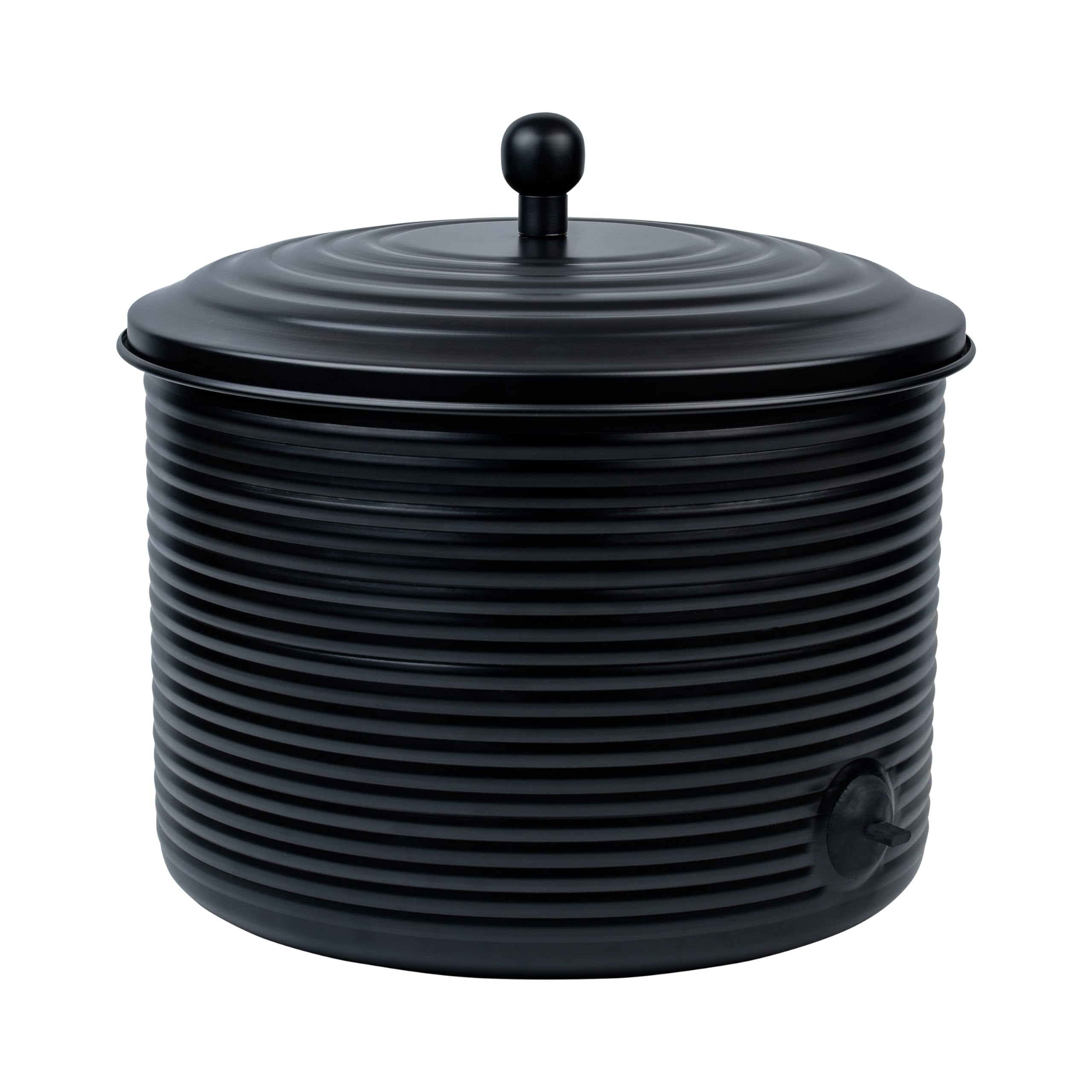 Garden Hose Holder Storage Pot with Lid Antique Ribbed | Water Hose Container Pot Outdoor or Indoor Use | Expandable Water Hose Hider Metal | Holds 125 ft Hose